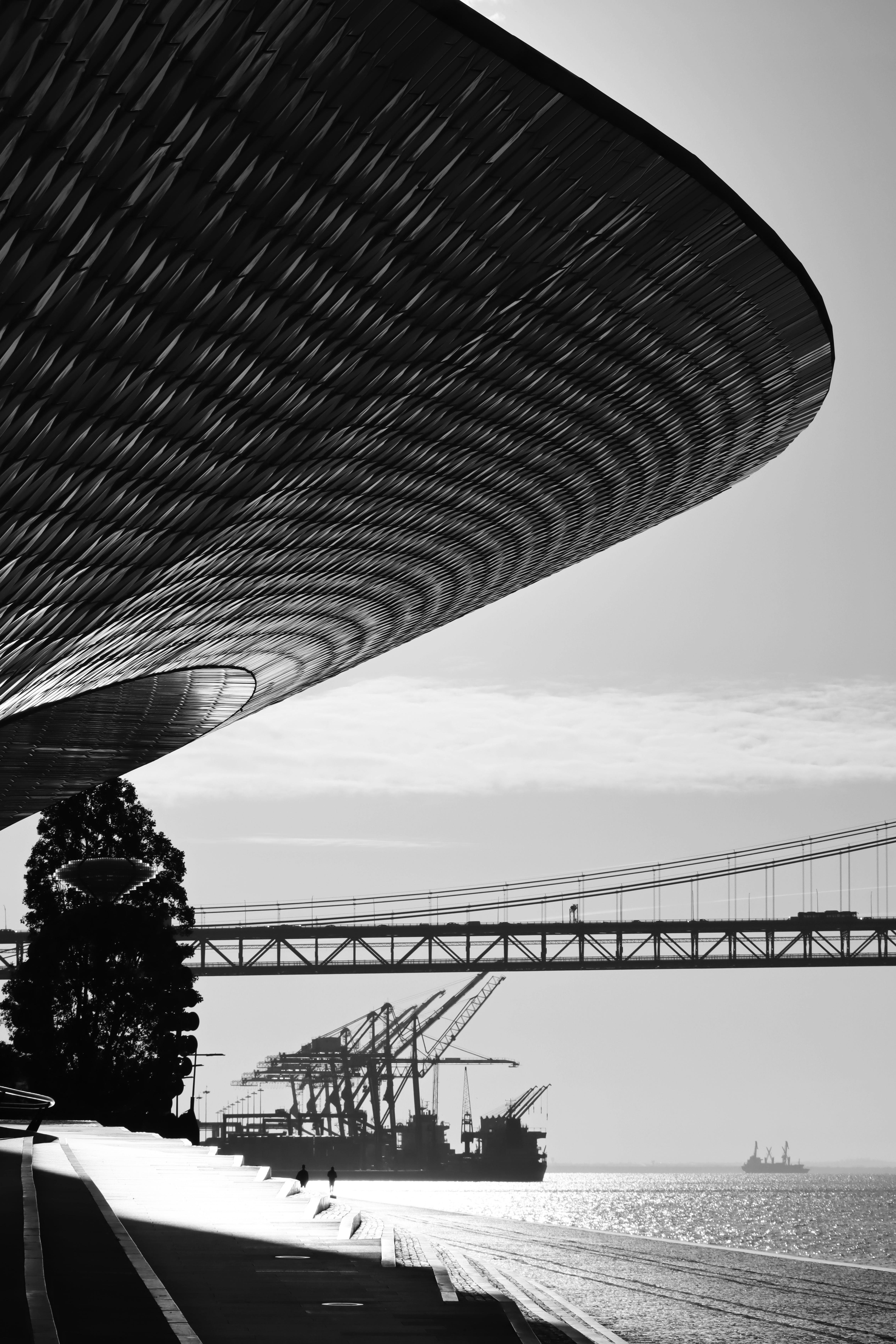 modern architecture and bridge in lisbon