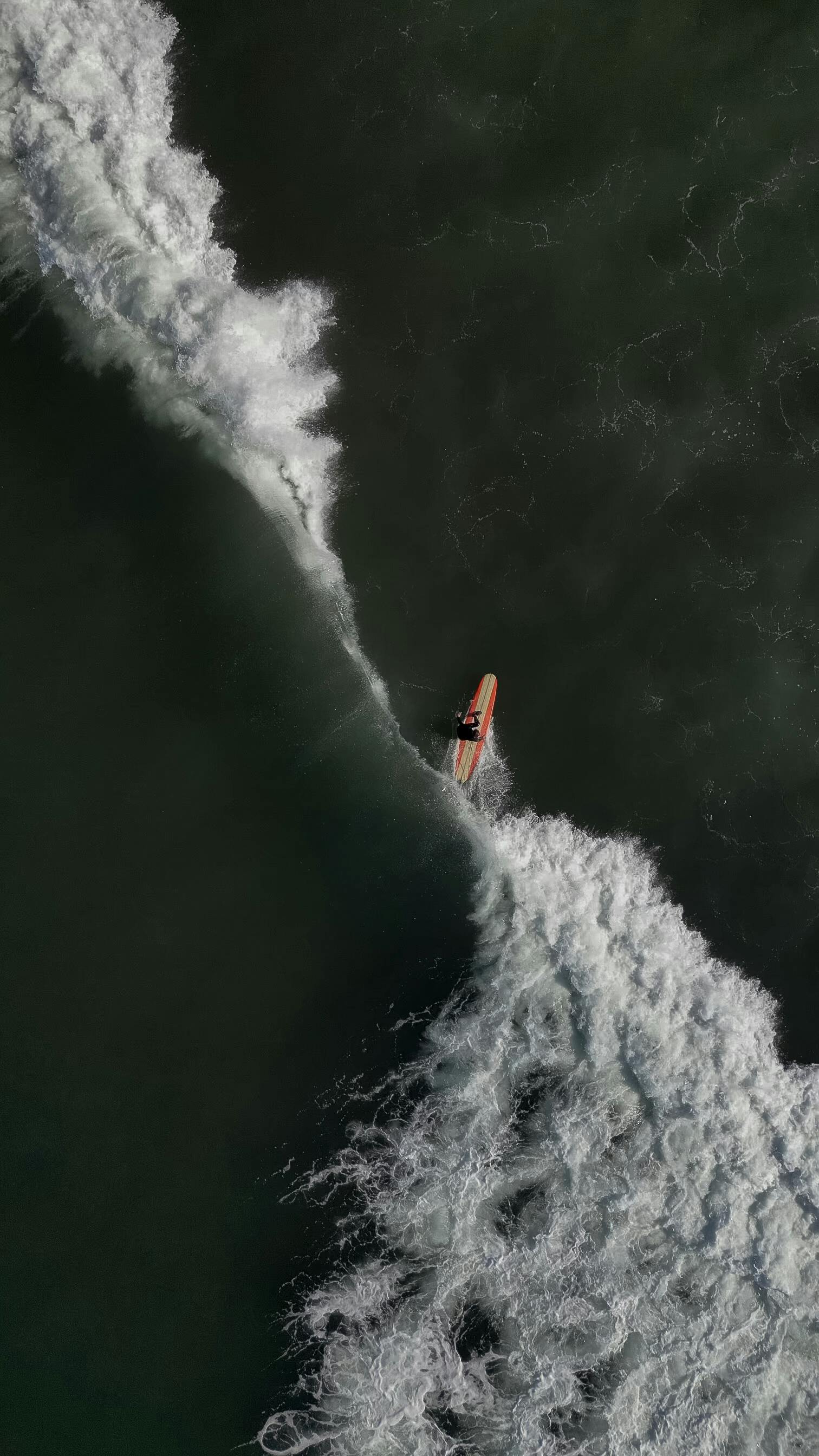 Capture of a surfer riding a wave in Bali, highlighting dynamic ocean movement and adventure.