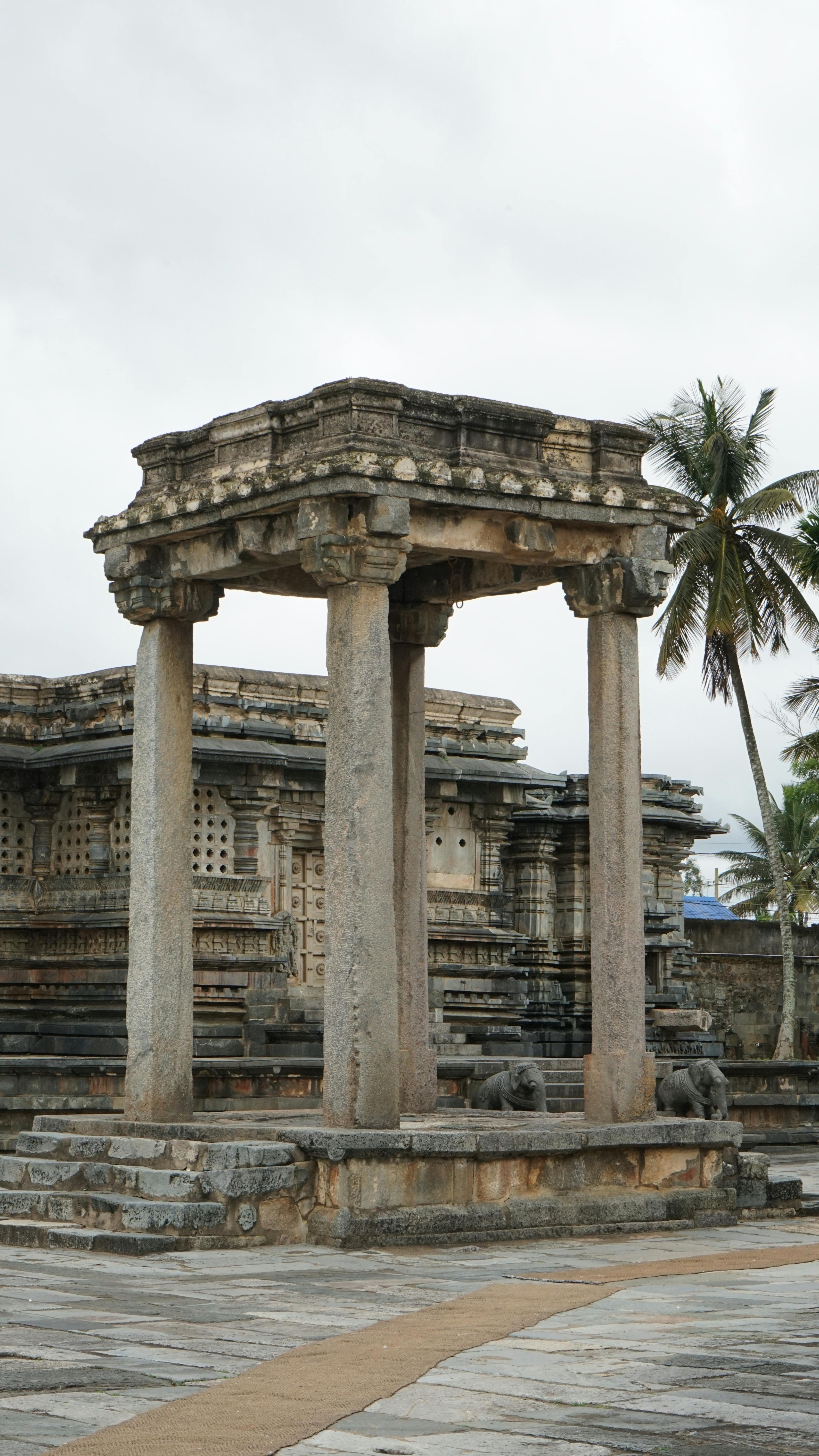 ancient stone structure in historical temple