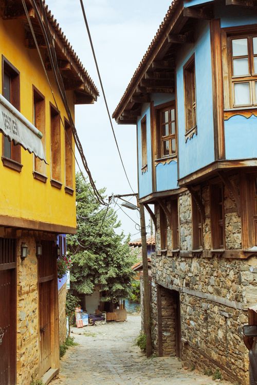 Free Discover the colorful traditional architecture in the historic streets of Bursa, Türkiye. Stock Photo