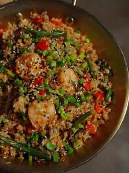 Brown With Dark Green Vegetables Rice — kidney-friendly food