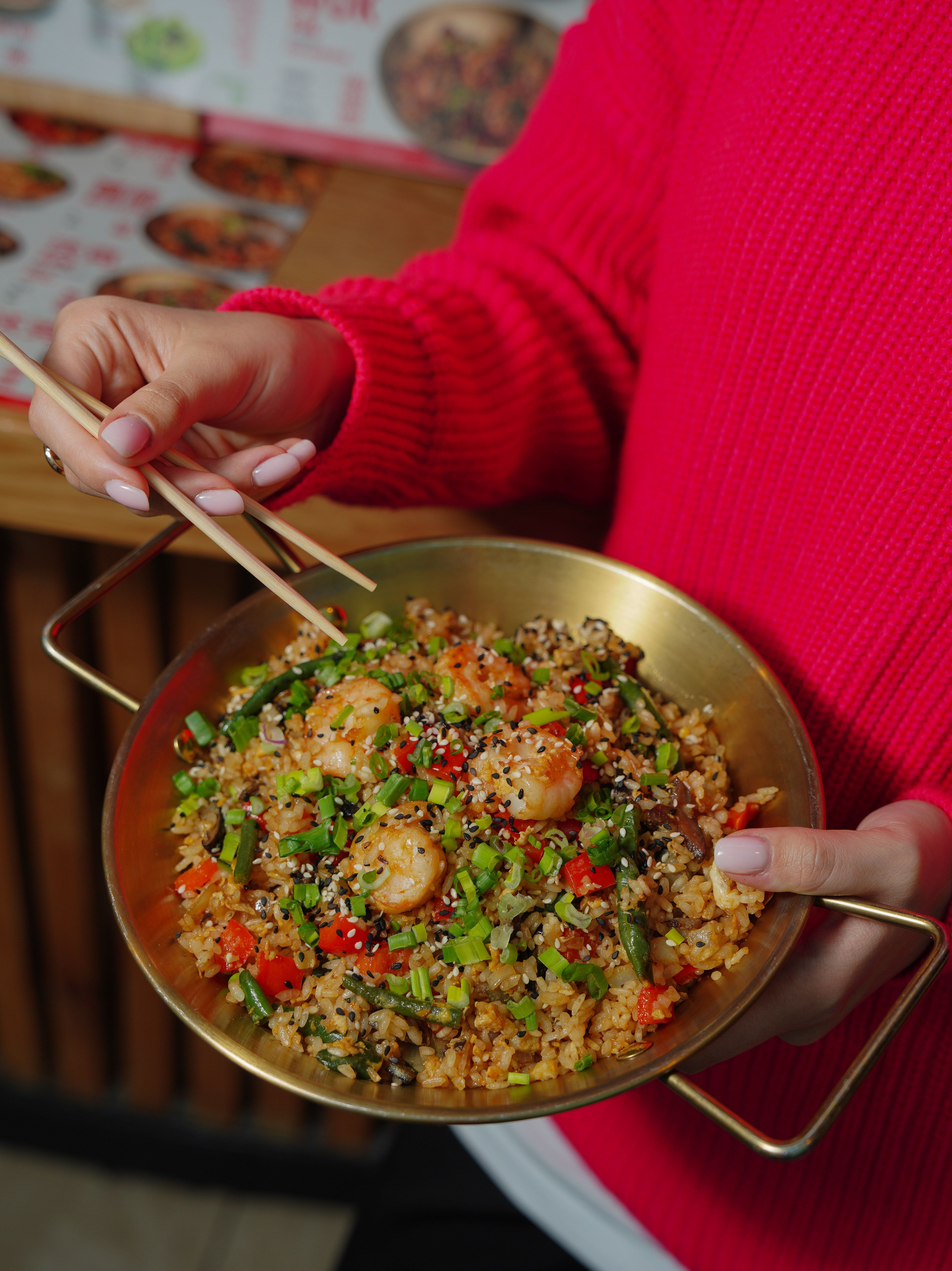 cooking shrimp wok