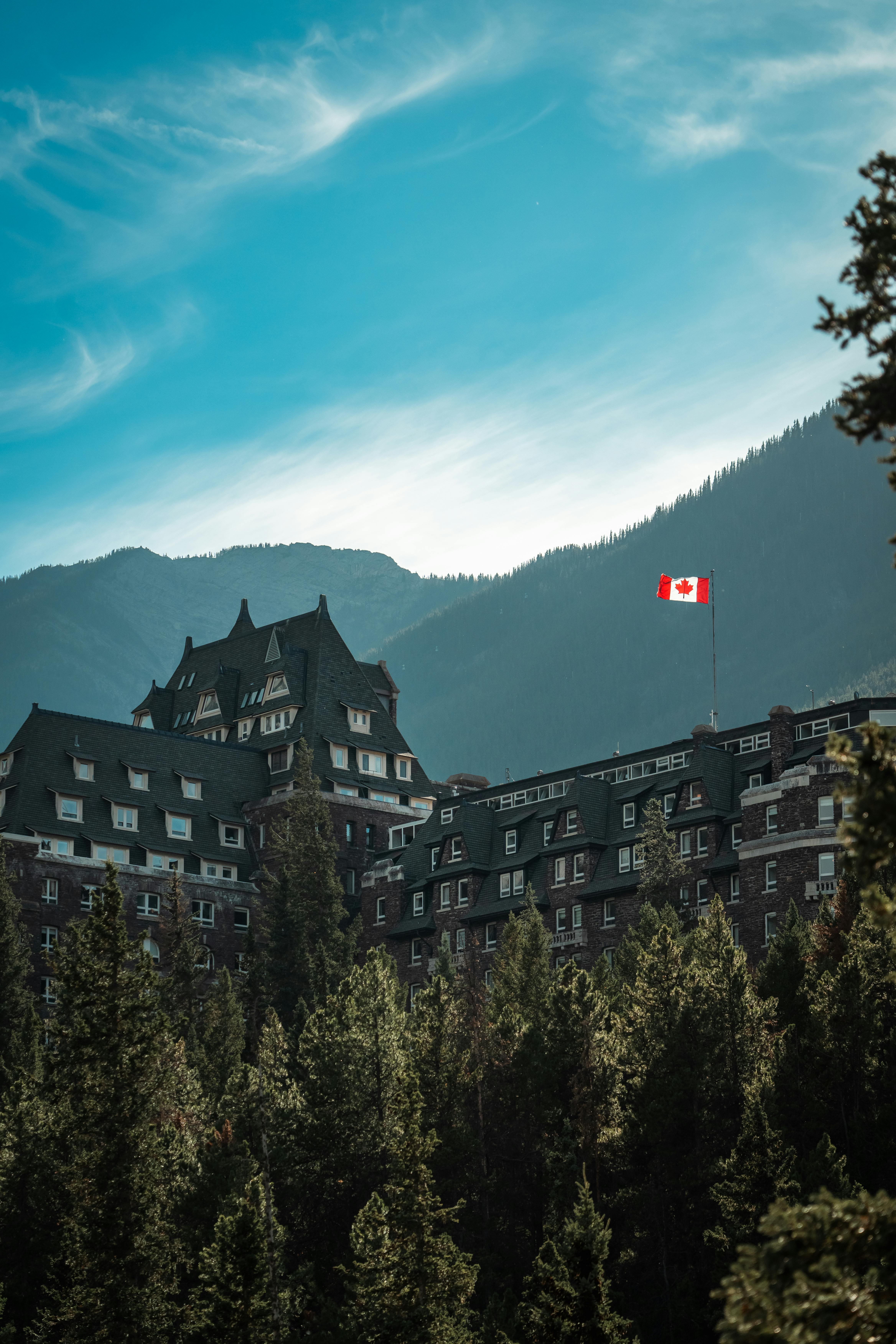 iconic banff springs hotel in alberta canada