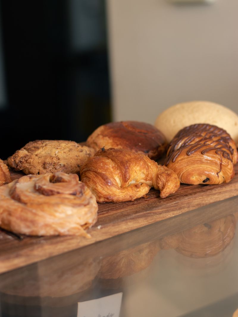 Assorted pastries on a wooden board