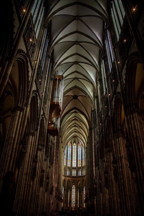 Free Gothic architecture inside Cologne Cathedral, Germany. Stock Photo