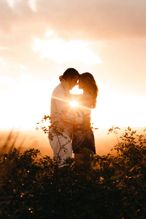 Free Couple Standing Beside Plants during Golden Hour Stock Photo