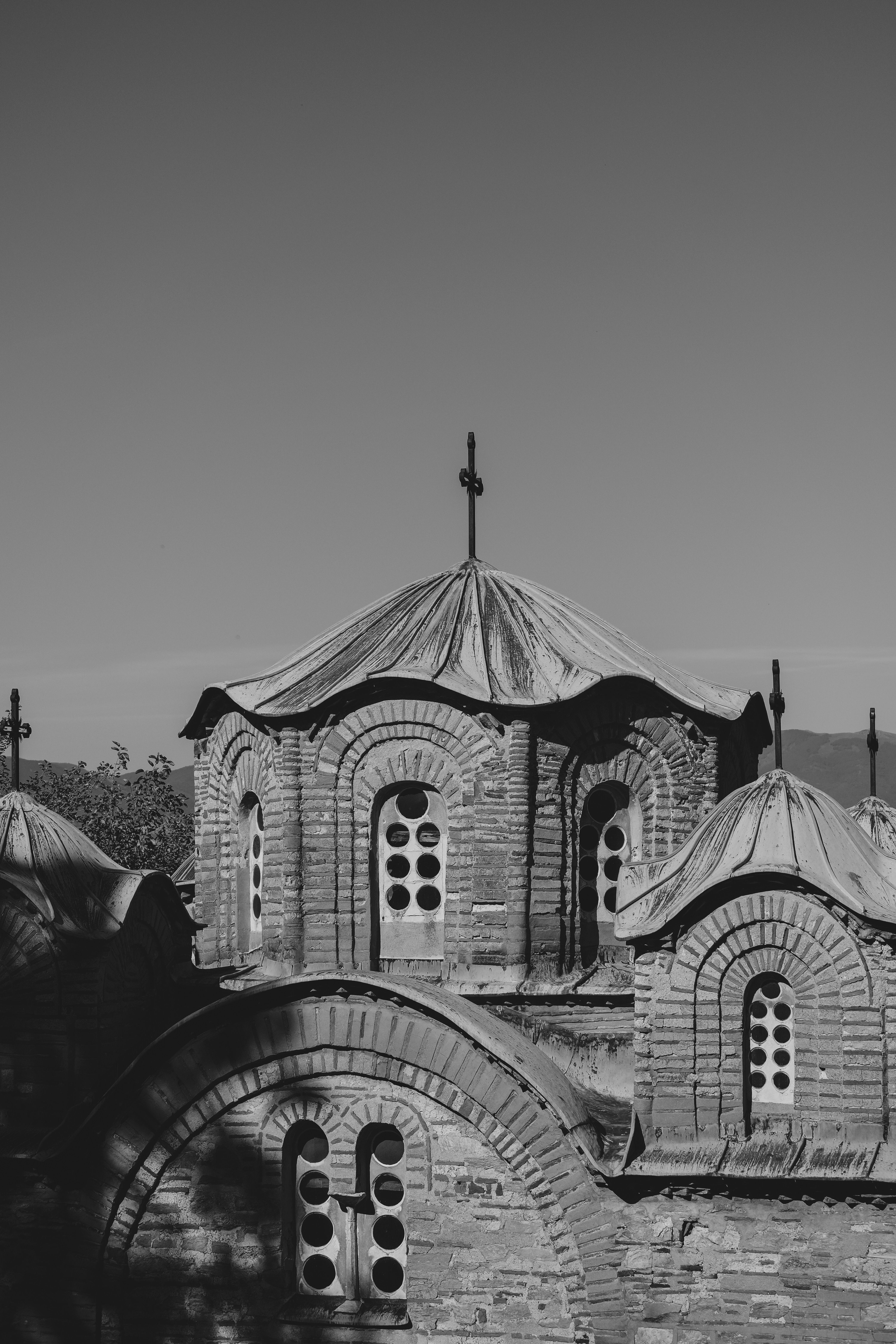 Historic Byzantine Church Domes in Black and White · Free Stock Photo