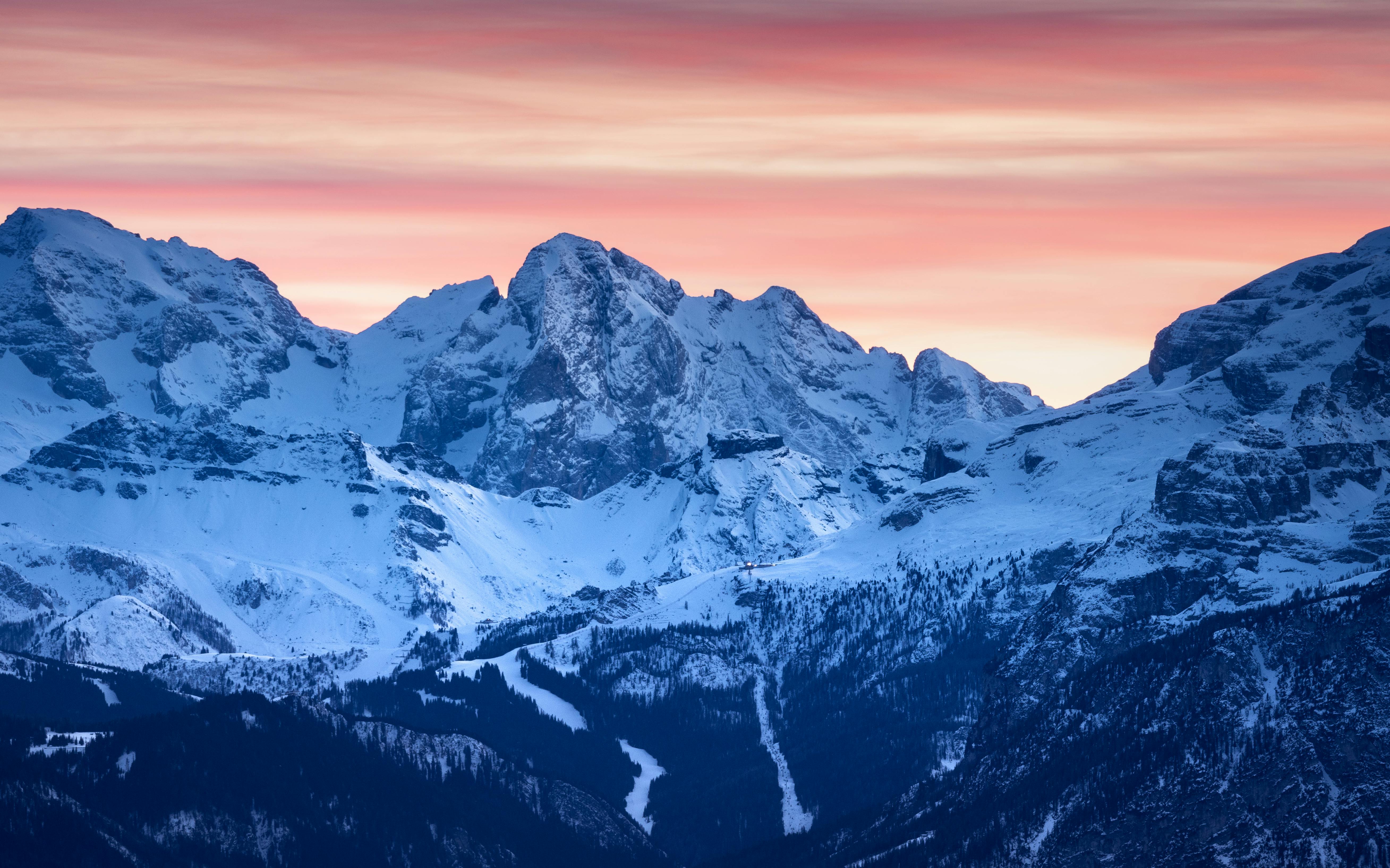 Prescription Goggle Inserts - Dramatic snow-covered Dolomites at sunset in Trentino-South Tyrol, Italy.