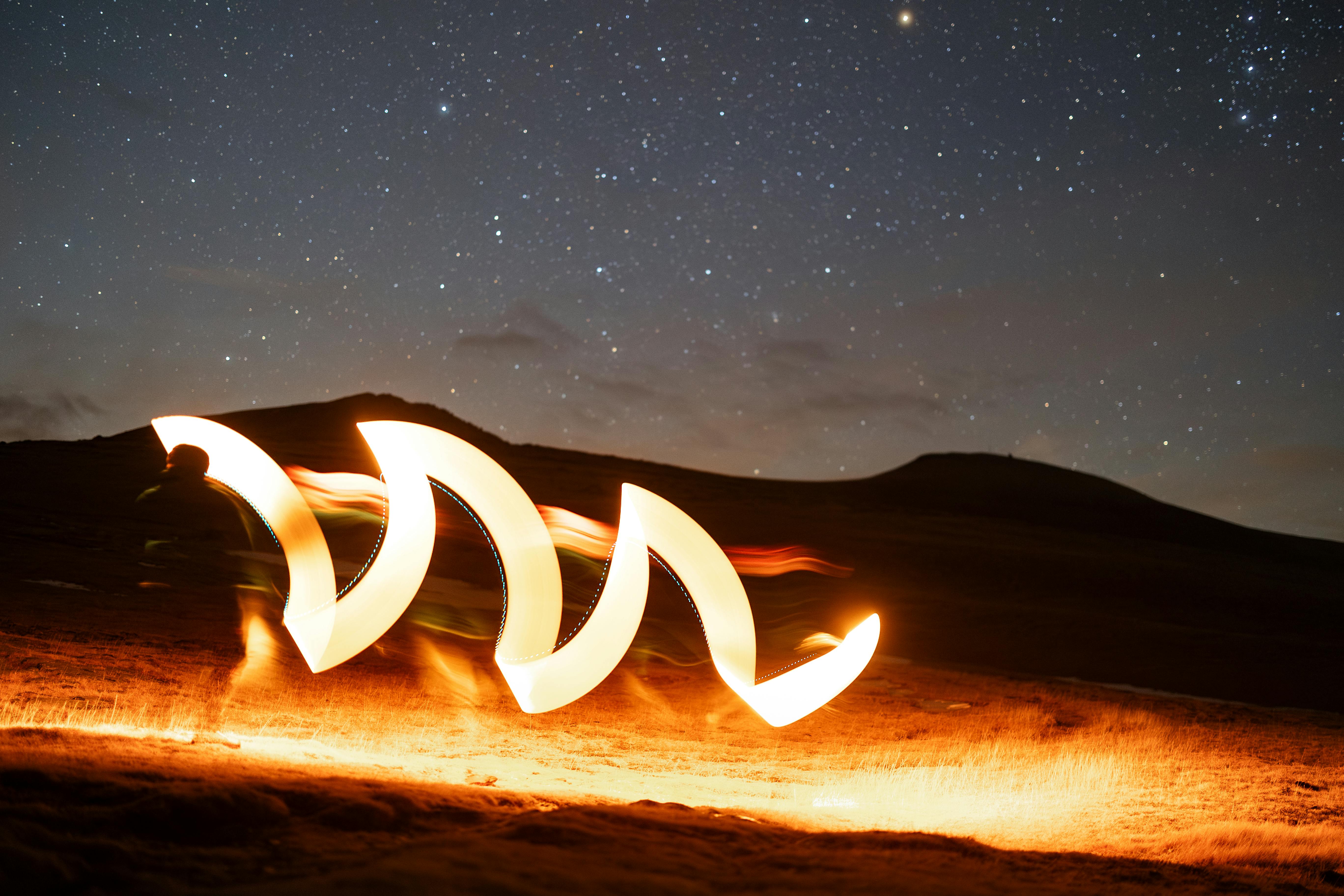 majestic night sky light trails in aragon spain