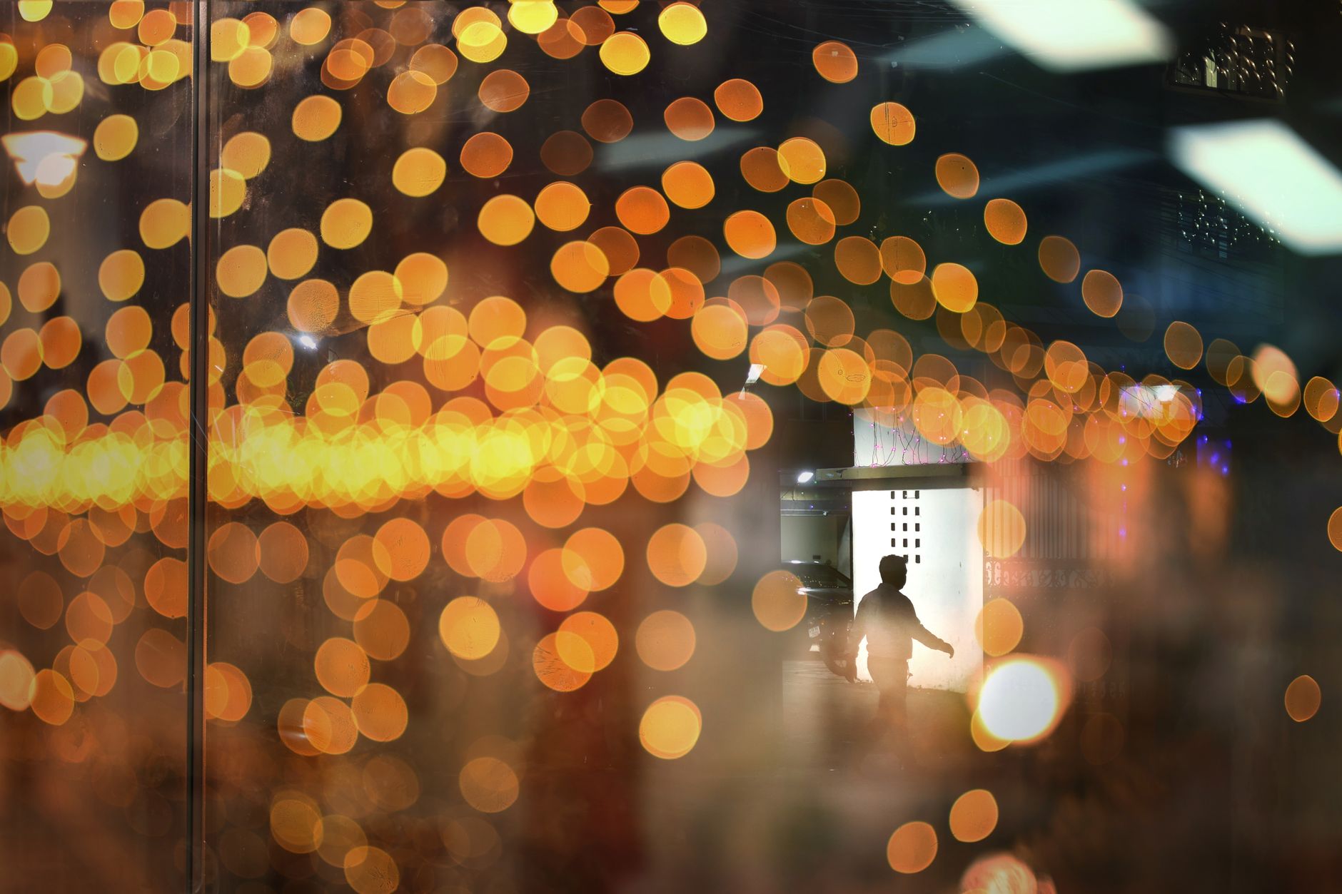 Vibrant bokeh effect of festive lights reflecting