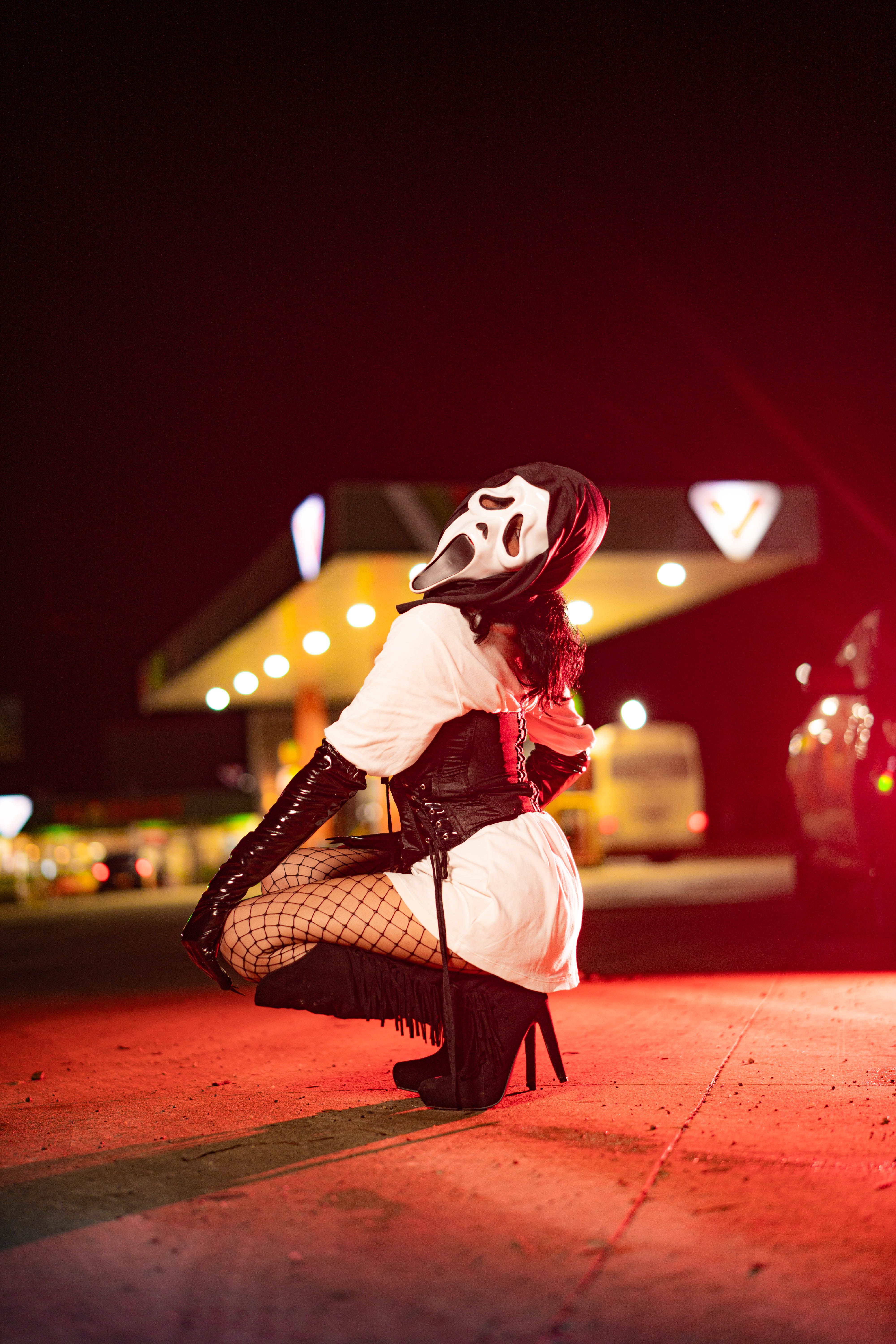 Mystical Night Halloween Costume in Urban Scene · Free Stock Photo