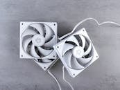 White Computer Cooling Fans on Gray Surface