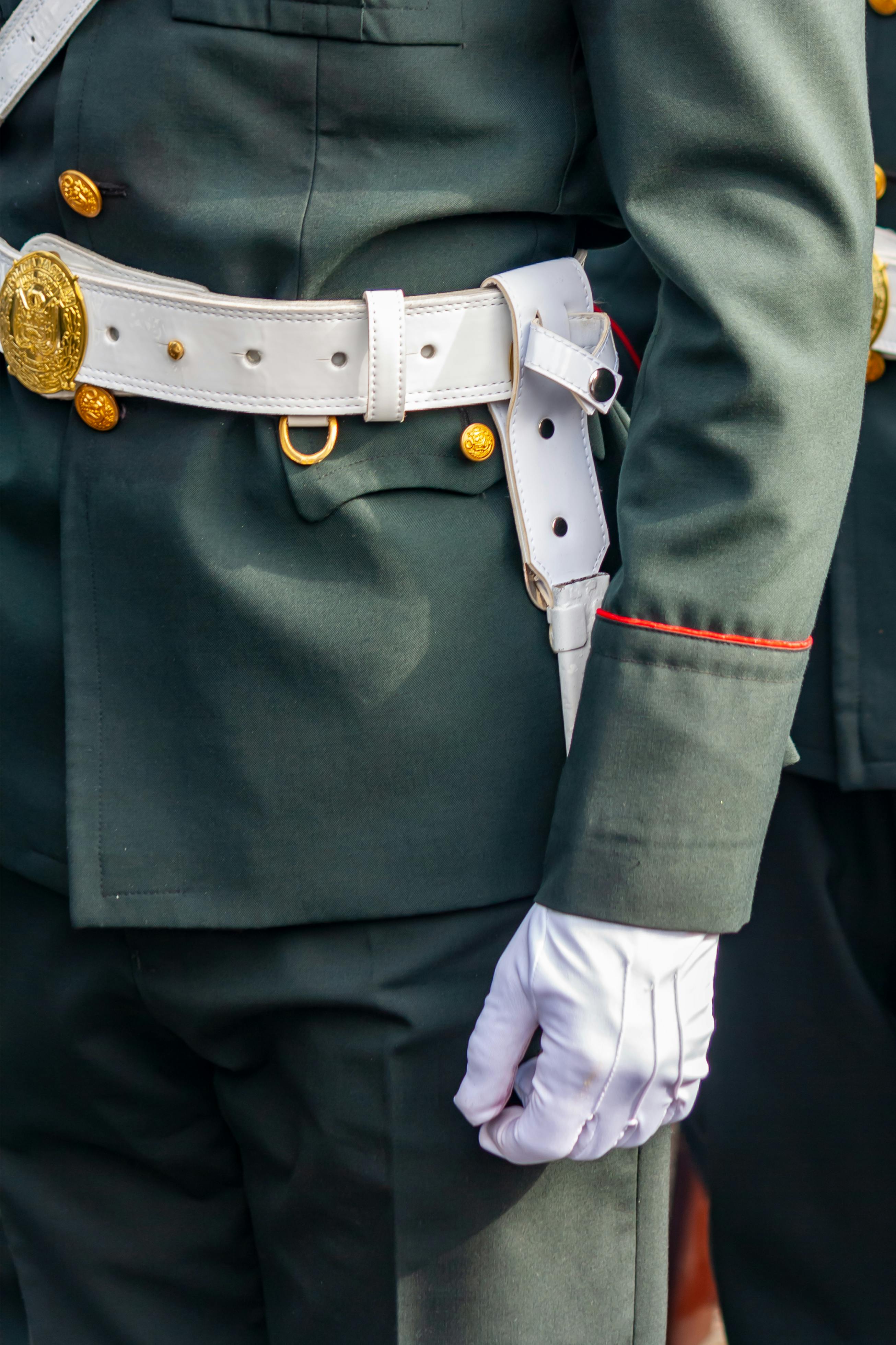 formal military uniform with white gloves in lima ceremony