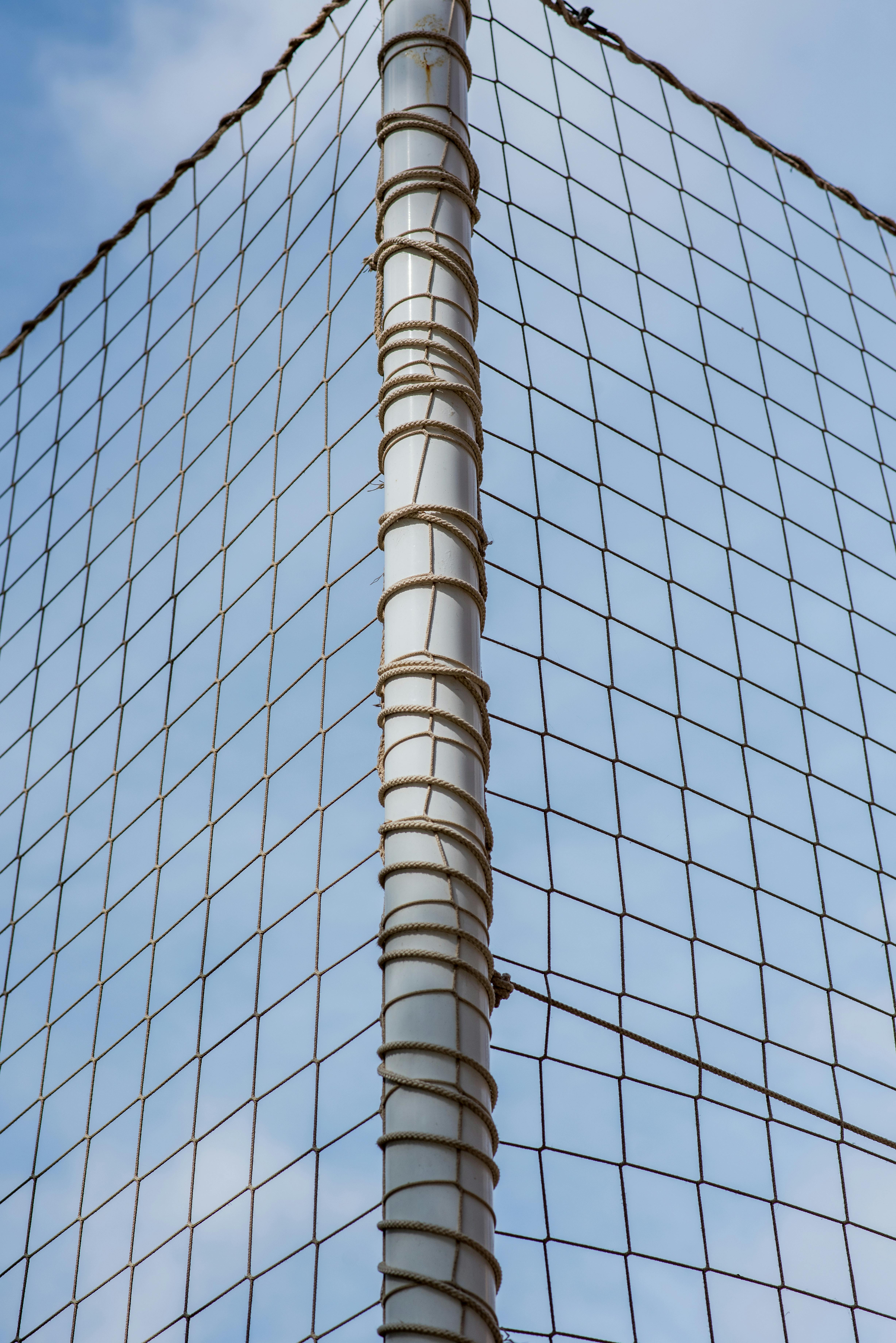 outdoor sports netting with clear blue sky