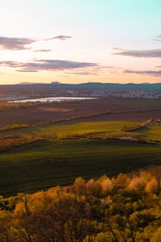 Captivating view of rolling hills and a picturesque sunset in Slovensko.