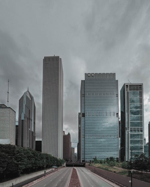 Roadway Beside High-rise Buildings