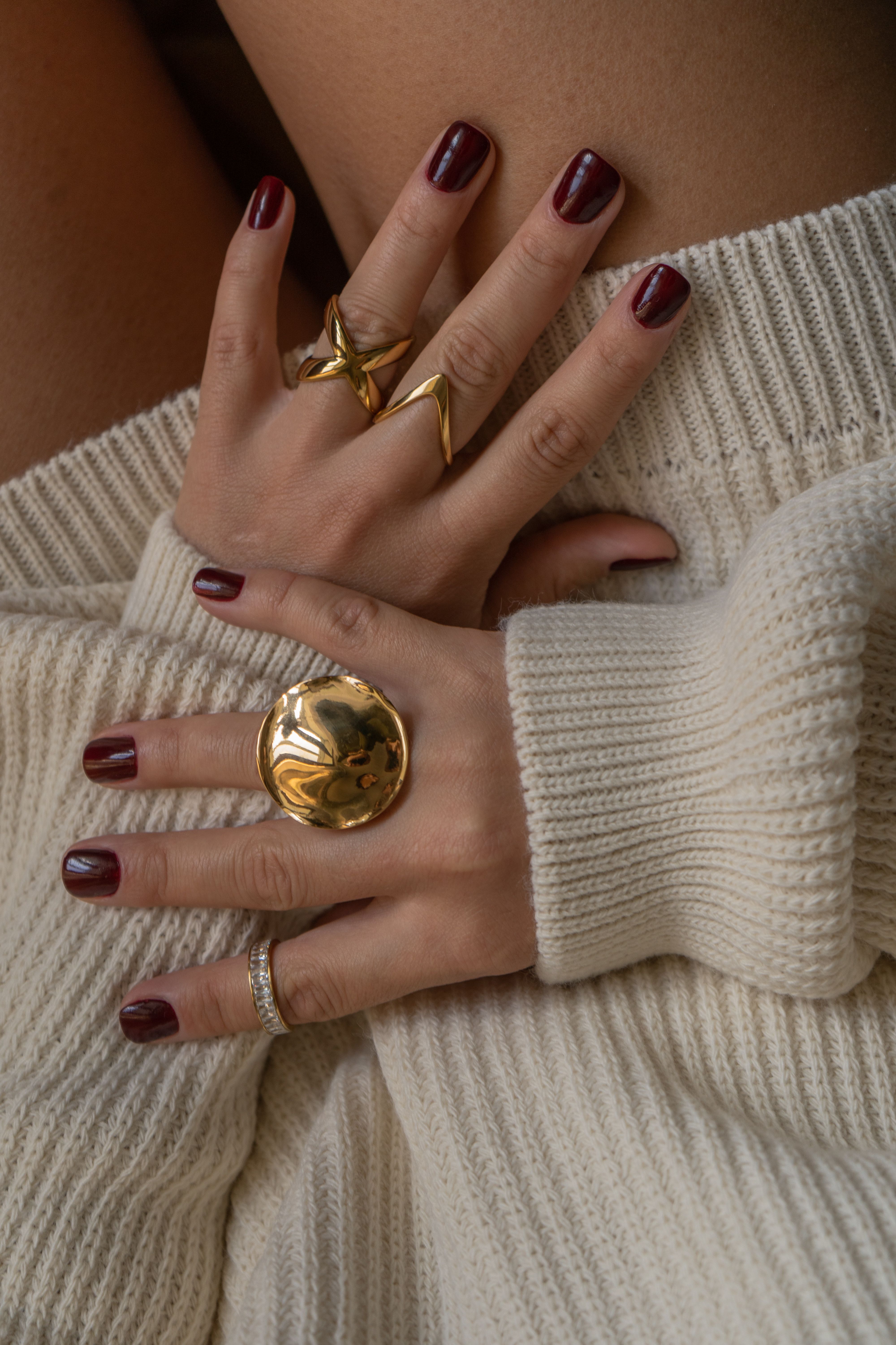 Chunky Gold Statement Ring Set