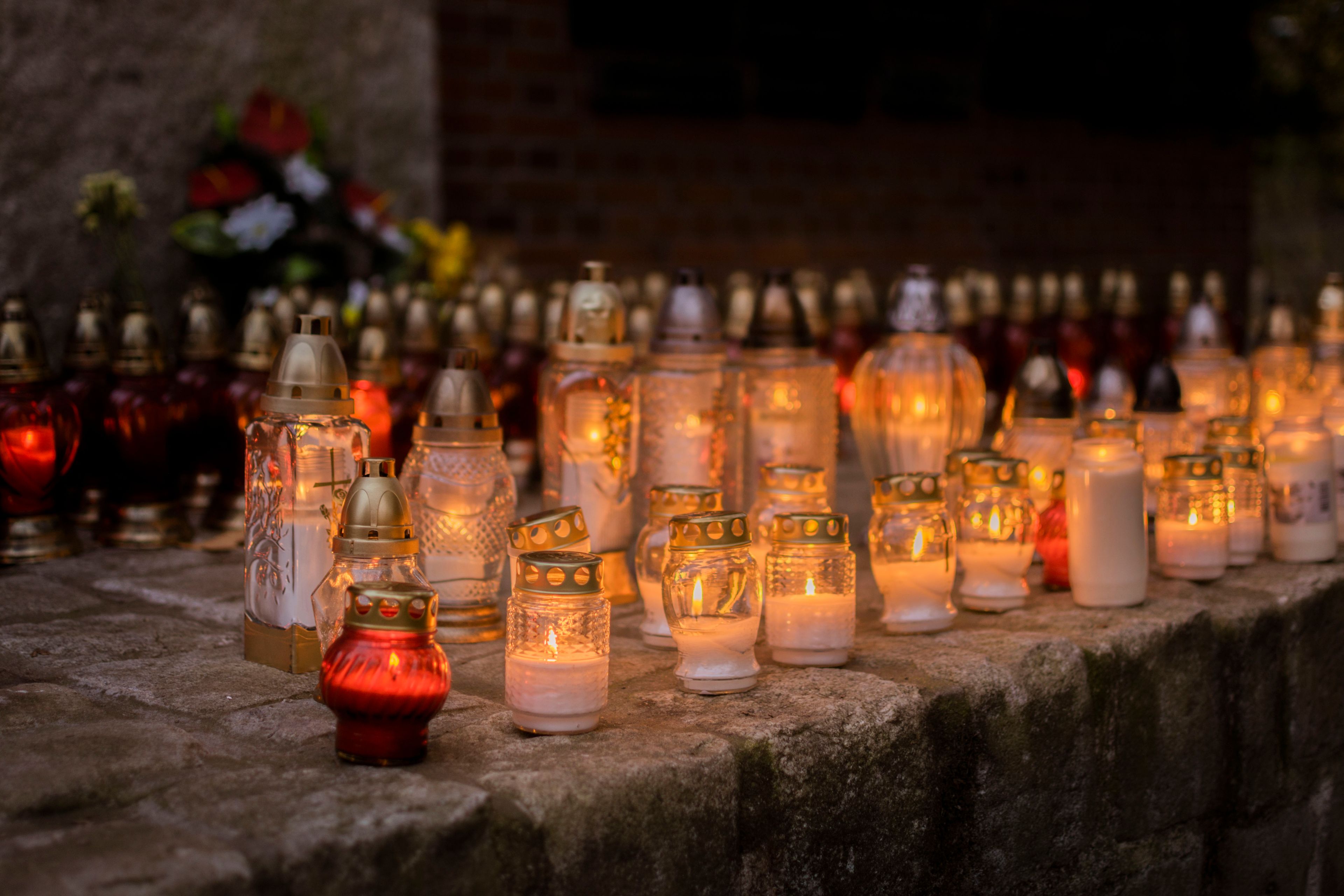 Powązki Cemetery candles night
