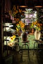 Rustic Flower Shop Interior with Sunflowers
