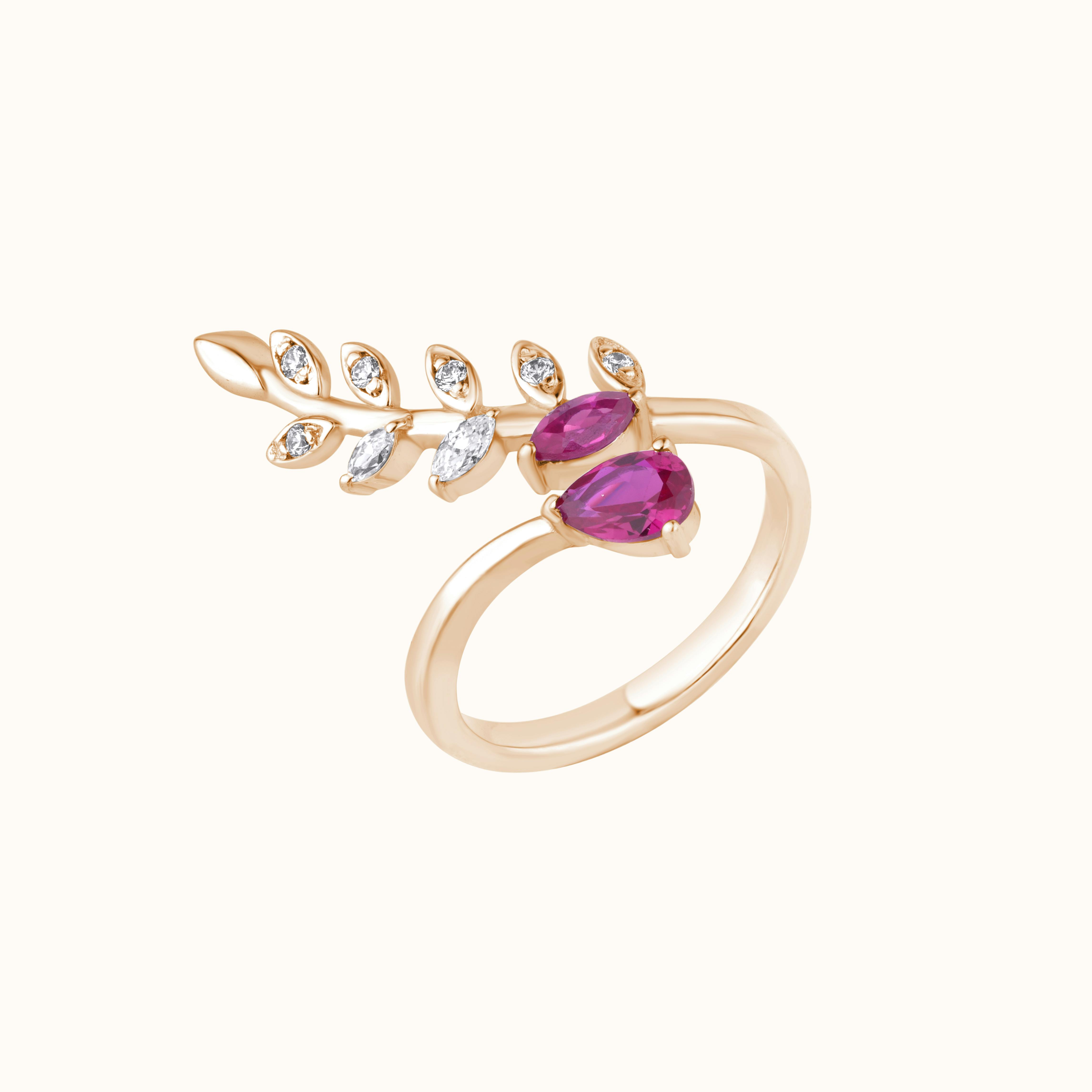 elegant diamond and ruby fashion ring