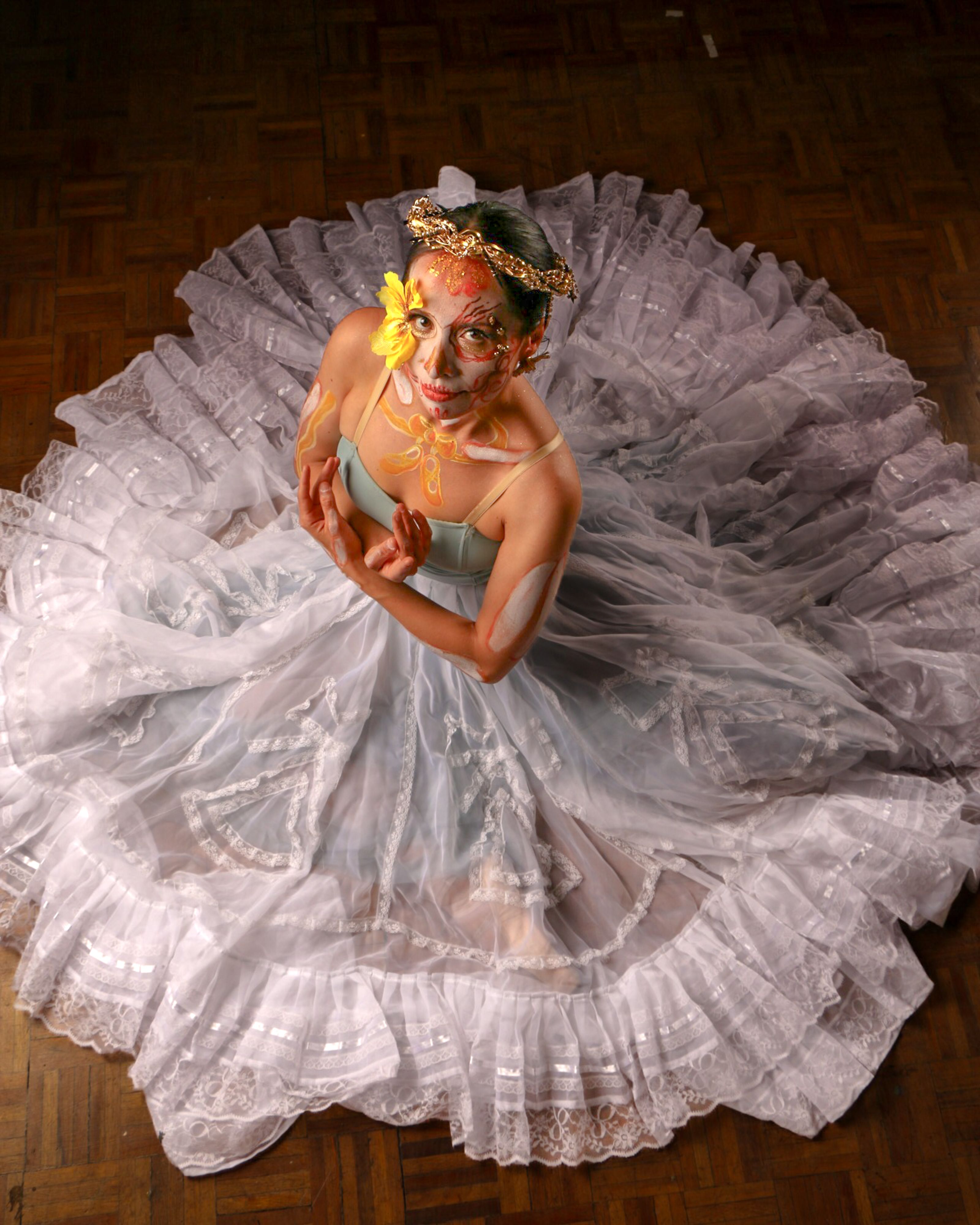 Graceful Ballet Dancer in Elegant White Dress  Free Stock Photo