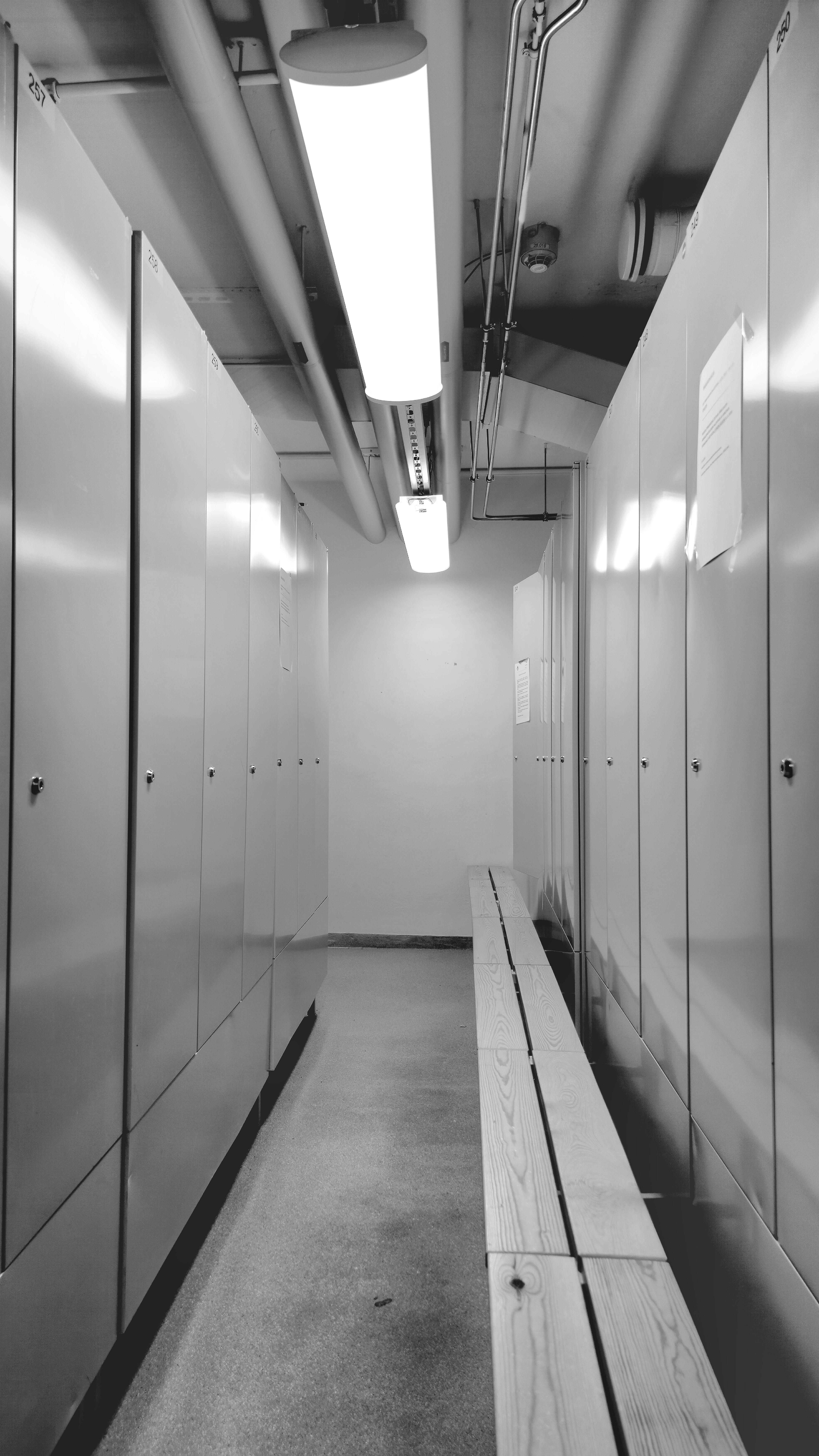 Ruang Ganti Monokrom Dengan Bangku Kayu · Foto Stok Gratis