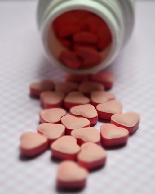 Selectieve Focus Foto Van Roze Tabletten