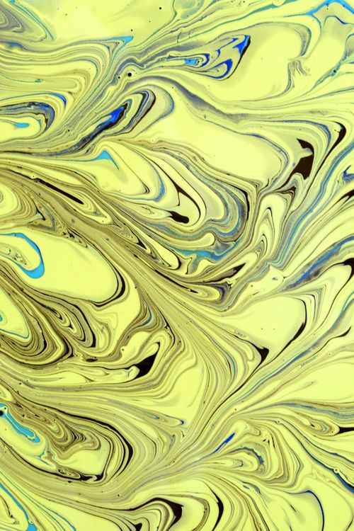 Free Vibrant marbled liquid pattern in yellow and blue tones, perfect for backgrounds or artistic designs. Stock Photo