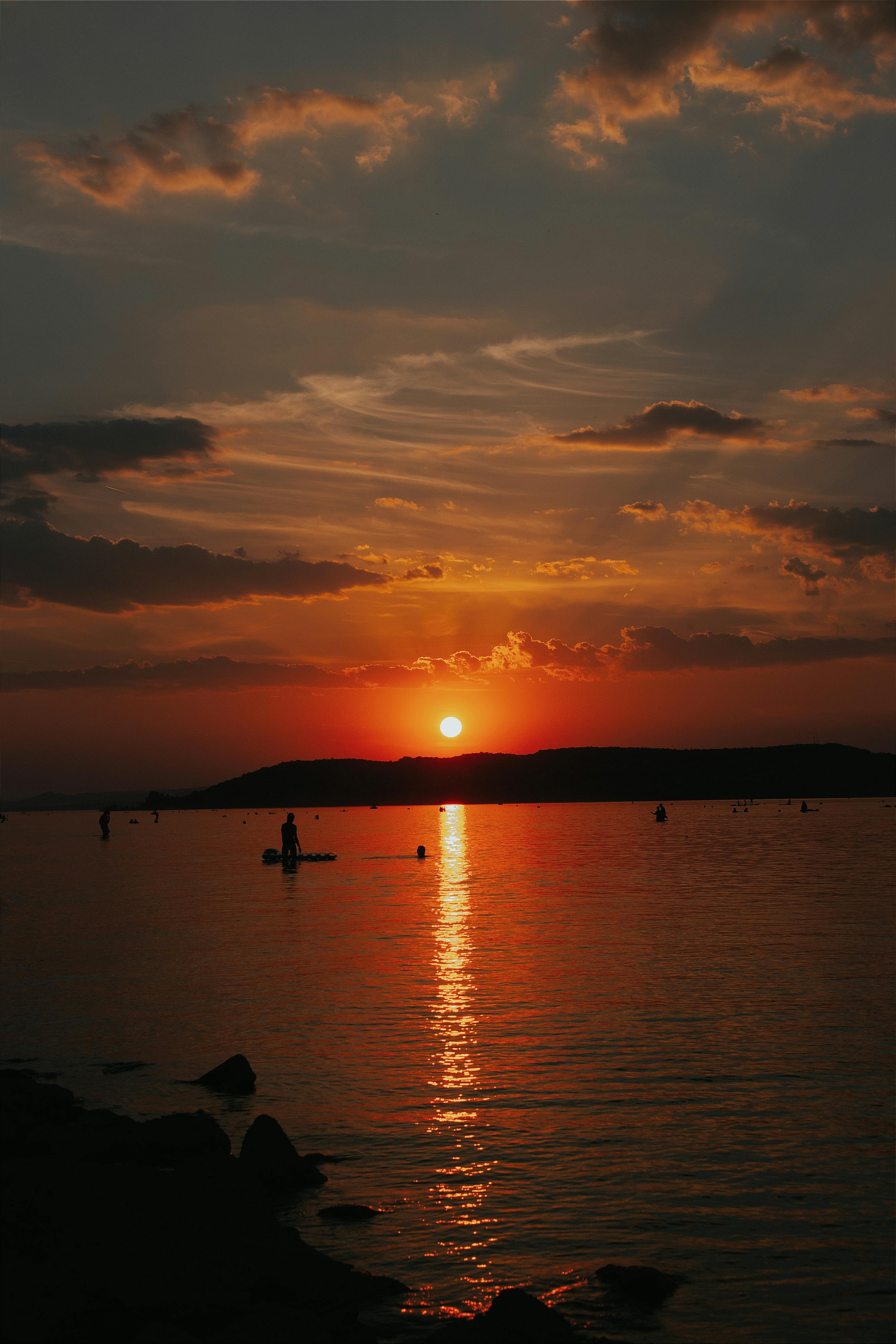 Stunning Sunset Over Lake Balaton In Hungary Free Stock Photo