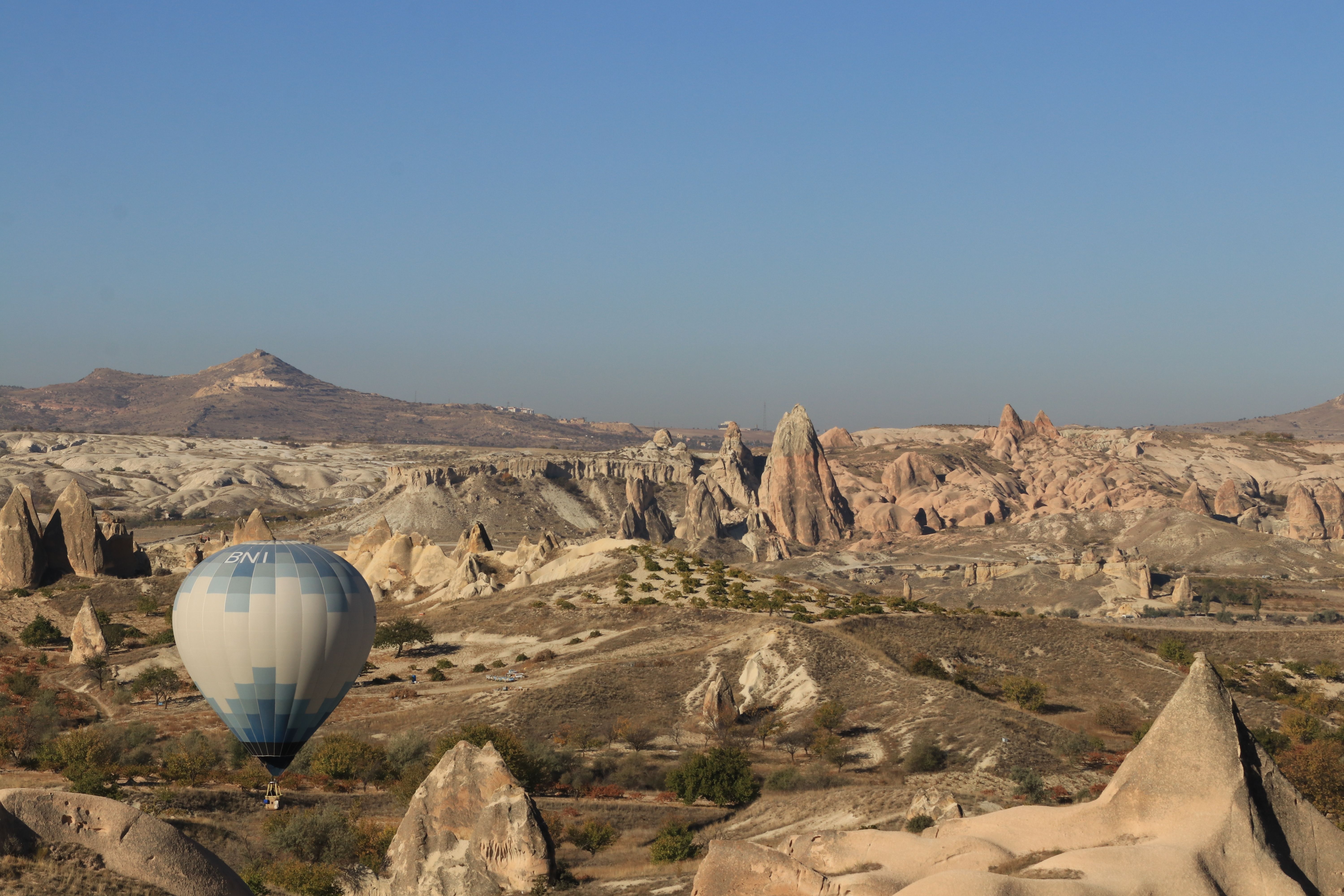 Hot air balloons over Cappadocia at sunrise