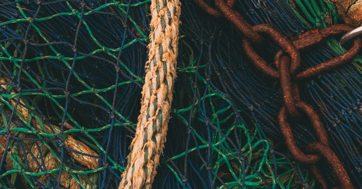 Colorful Fishing Nets with Rope and Chains · Free Stock Photo