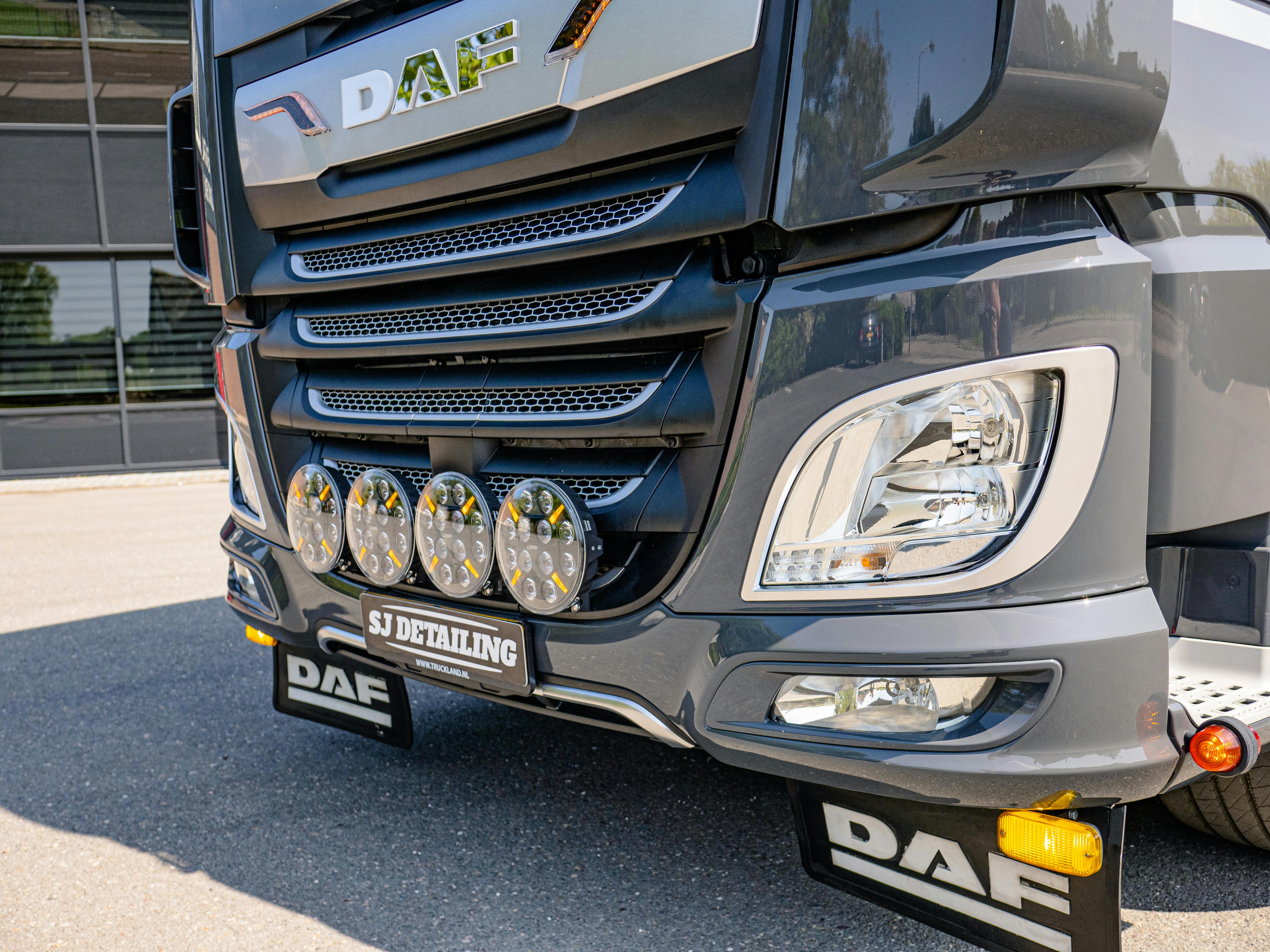 close up of daf truck with customized detailing