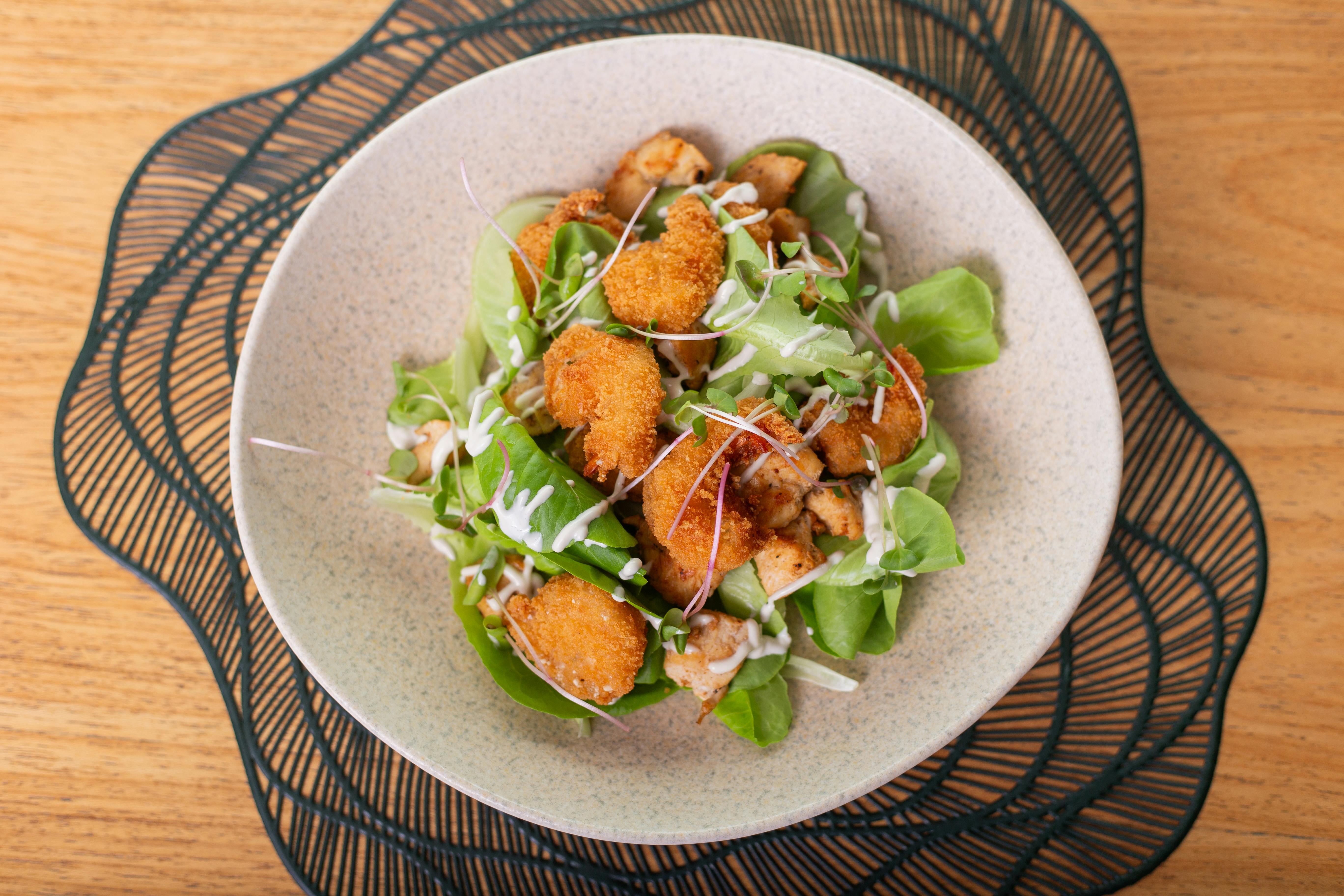Crispy Chicken and Fresh Lettuce Salad Dish · Free Stock Photo