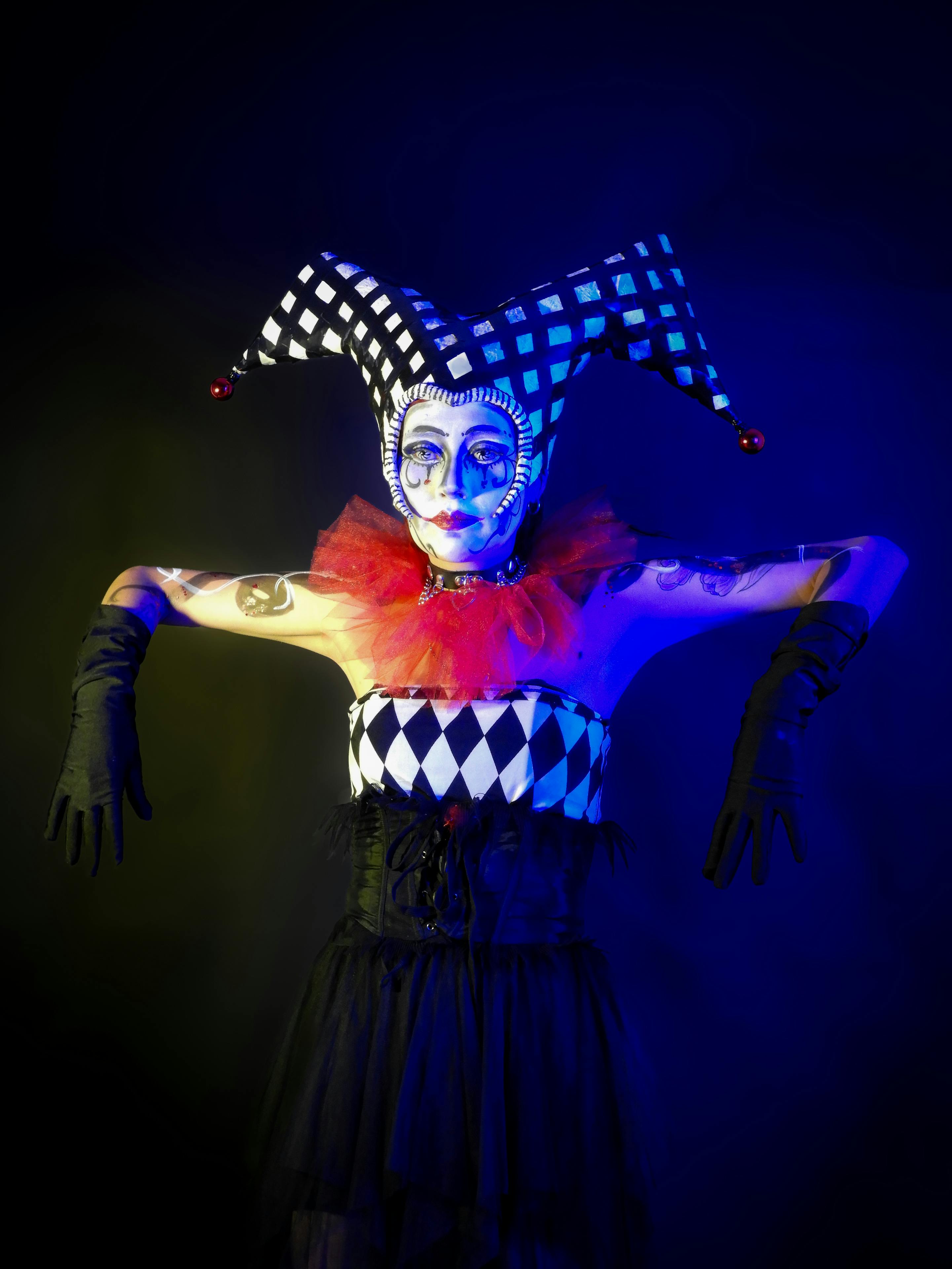 Harlequin Ruffled Gloves Adult Costume Accessory - Parties Plus, image size:2881x3840