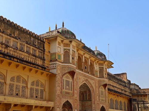 Free Intricate architecture of the Amber Fort in Jaipur, showcasing rich Indian heritage. Stock Photo