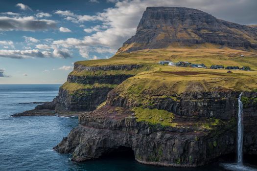 Gásadalur waterfall and village — Faroe Islands