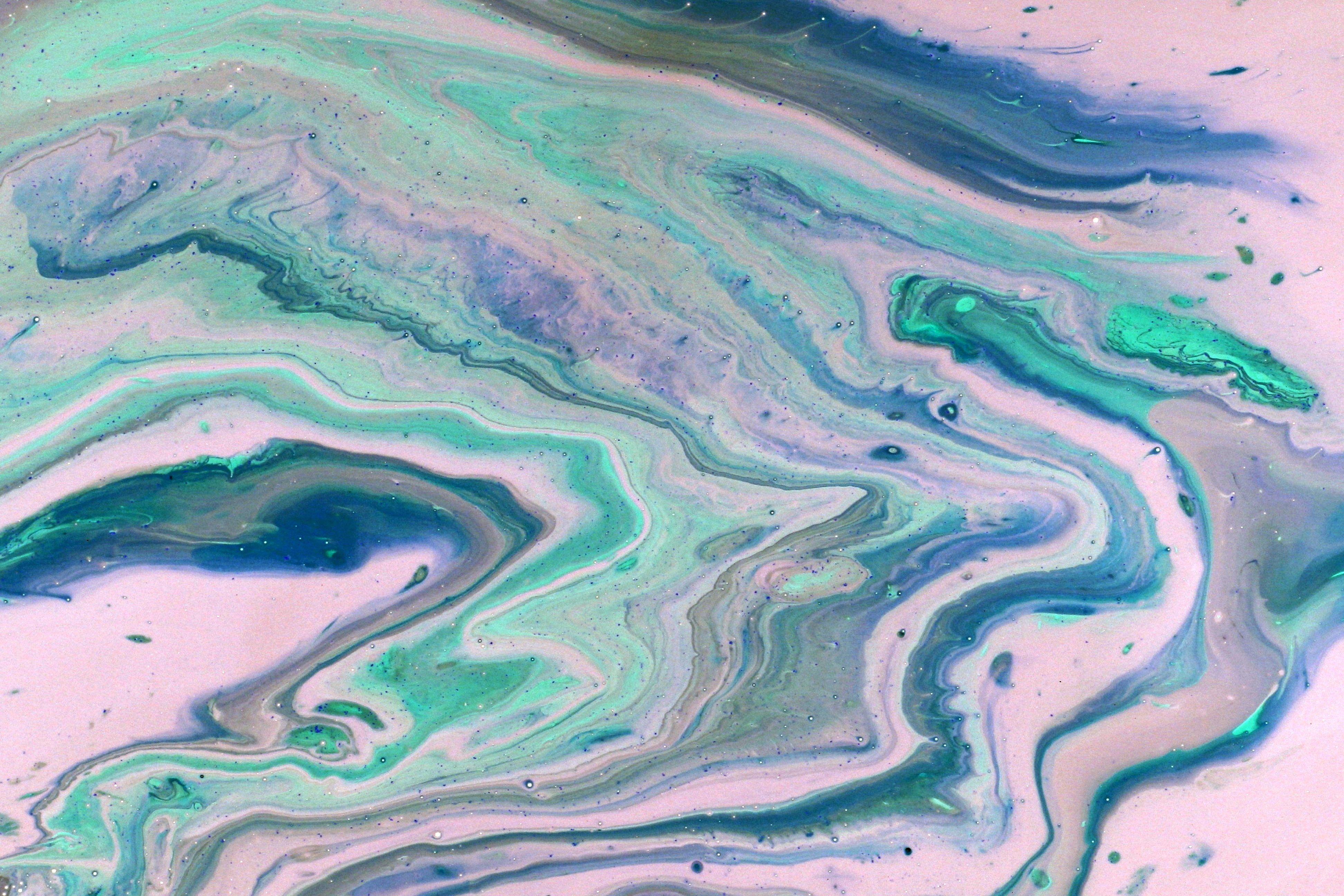 Abstract Turquoise and Lavender Fluid Art · Free Stock Photo