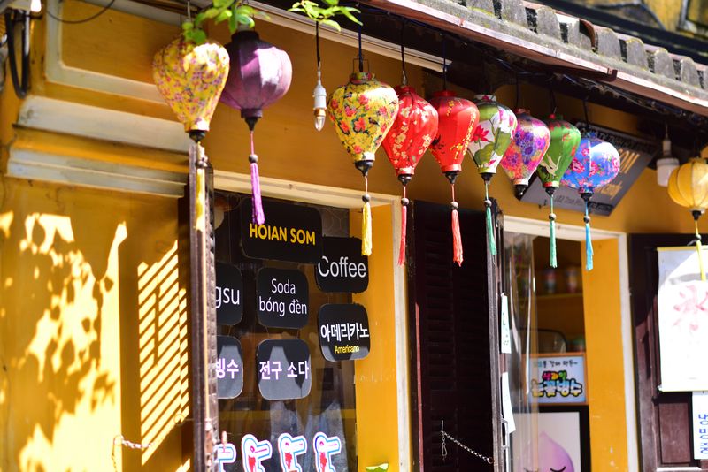 Colorful lanterns on a street in Vietnam
