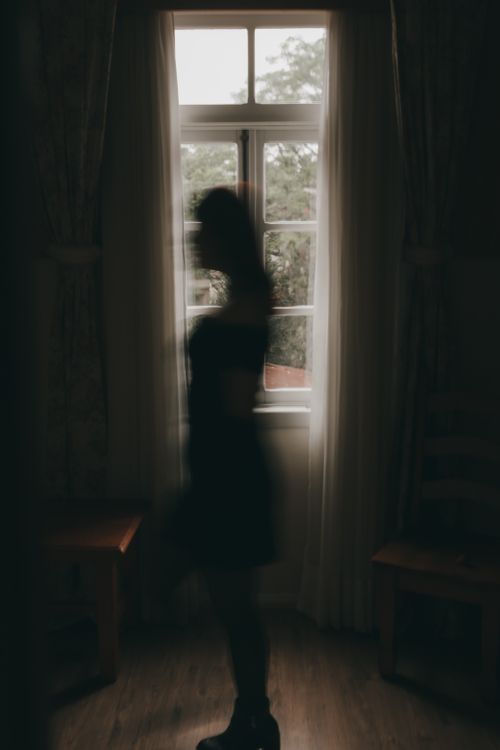 Silhouette of a Woman Standing by a Window · Free Stock Photo