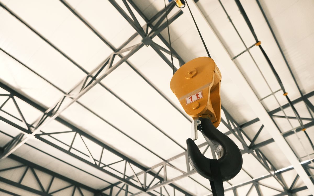 Crane and hoist in service