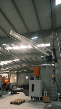 Interior view of industrial machinery in a modern factory in Konya, Türkiye.