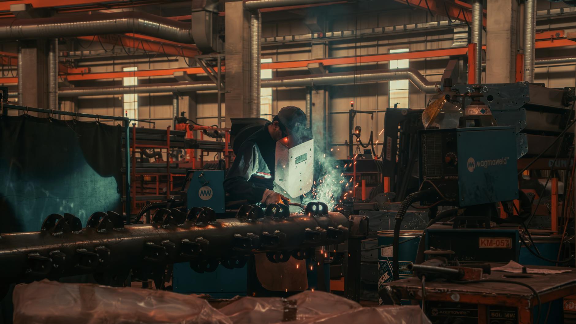 Factory worker welding