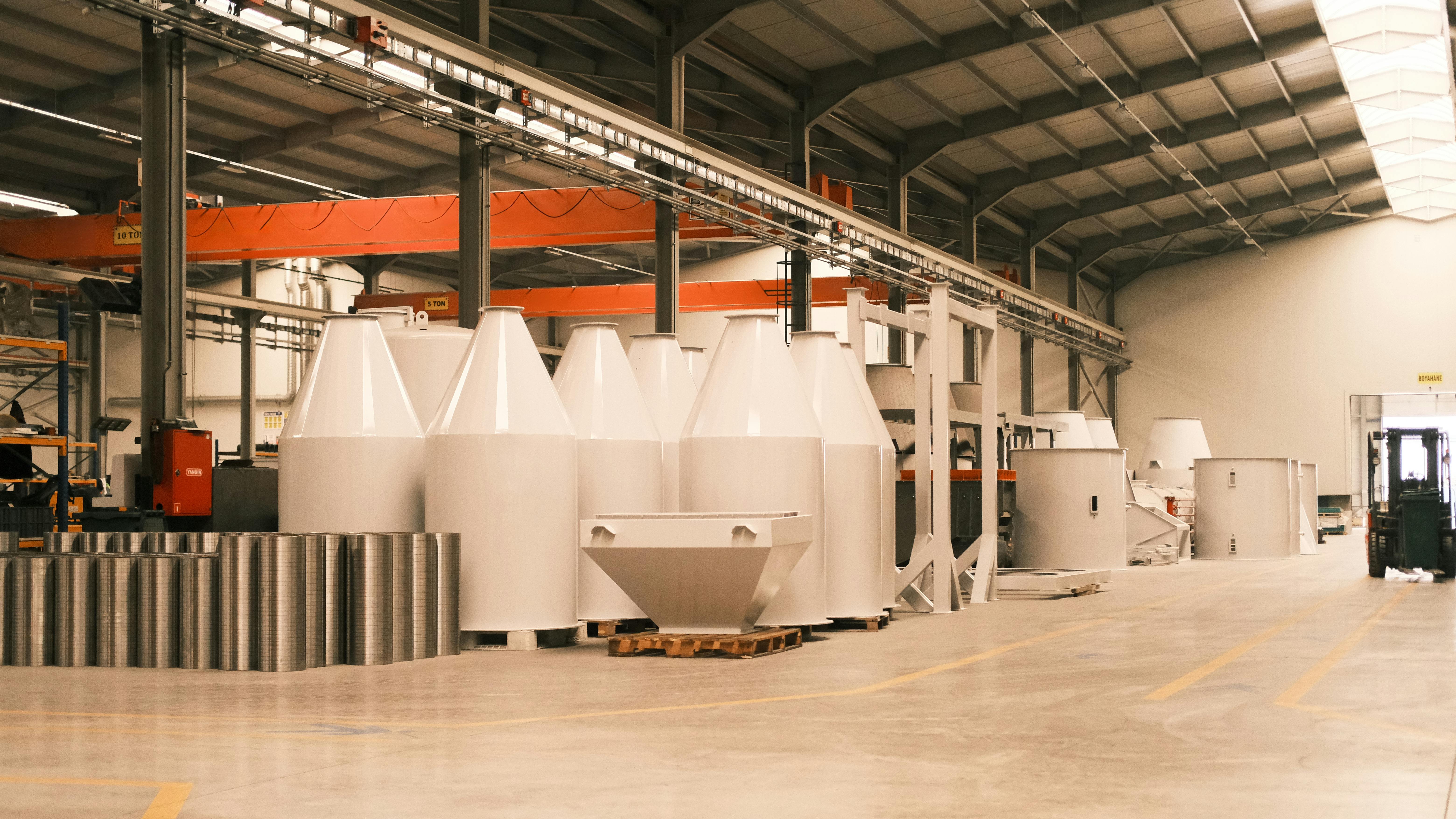 industrial factory interior with metal equipment