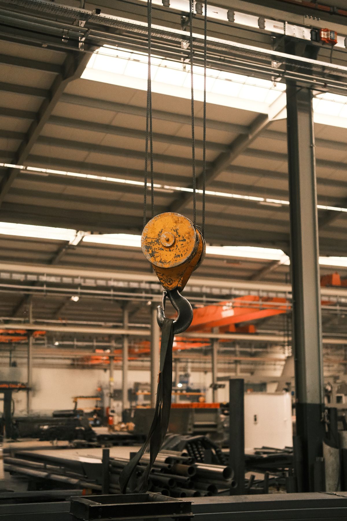 Heavy-duty overhead gantry crane in a mining processing plant undergoing AS1418 structural inspection