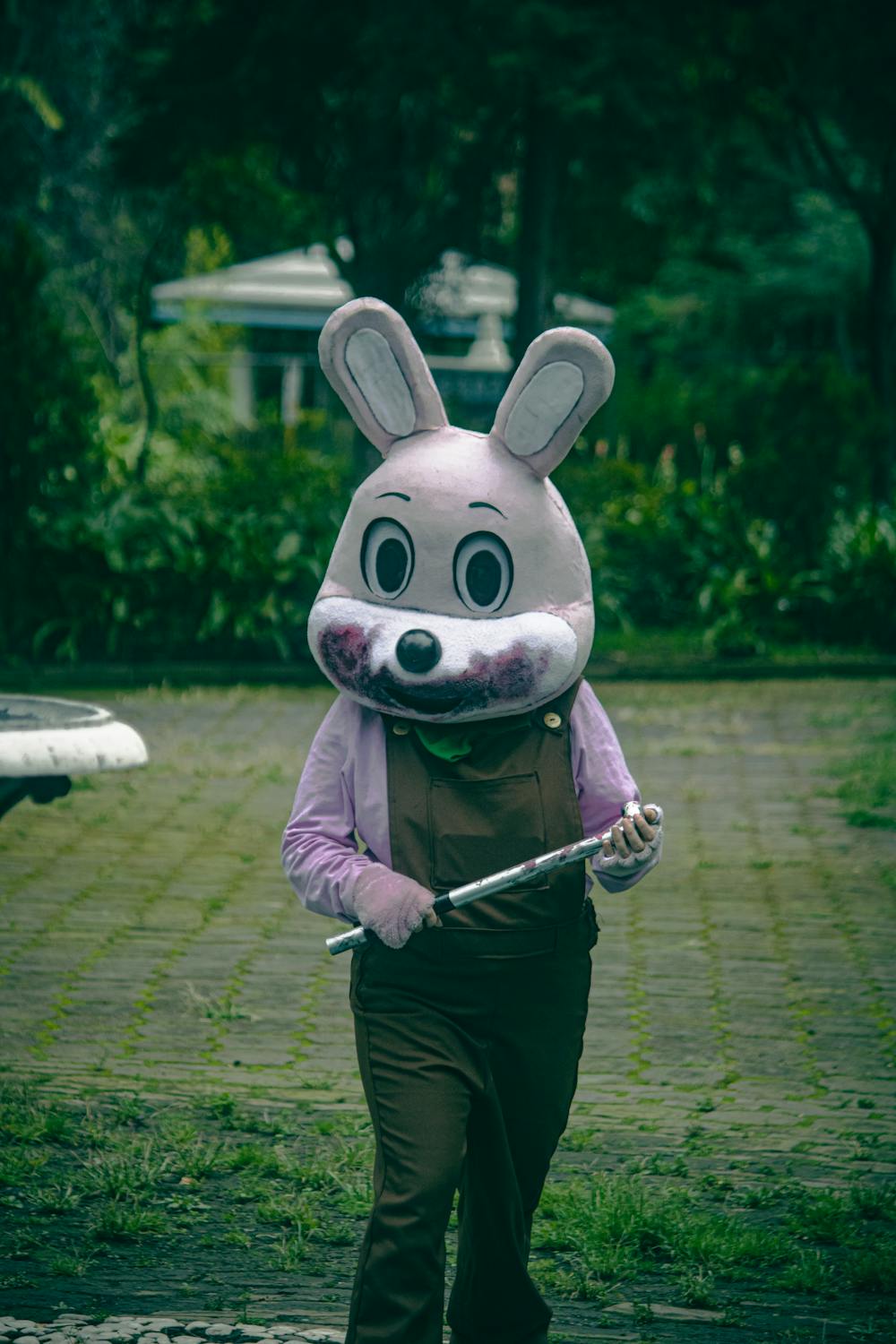 Creepy Rabbit Costume in Park Setting · Free Stock Photo