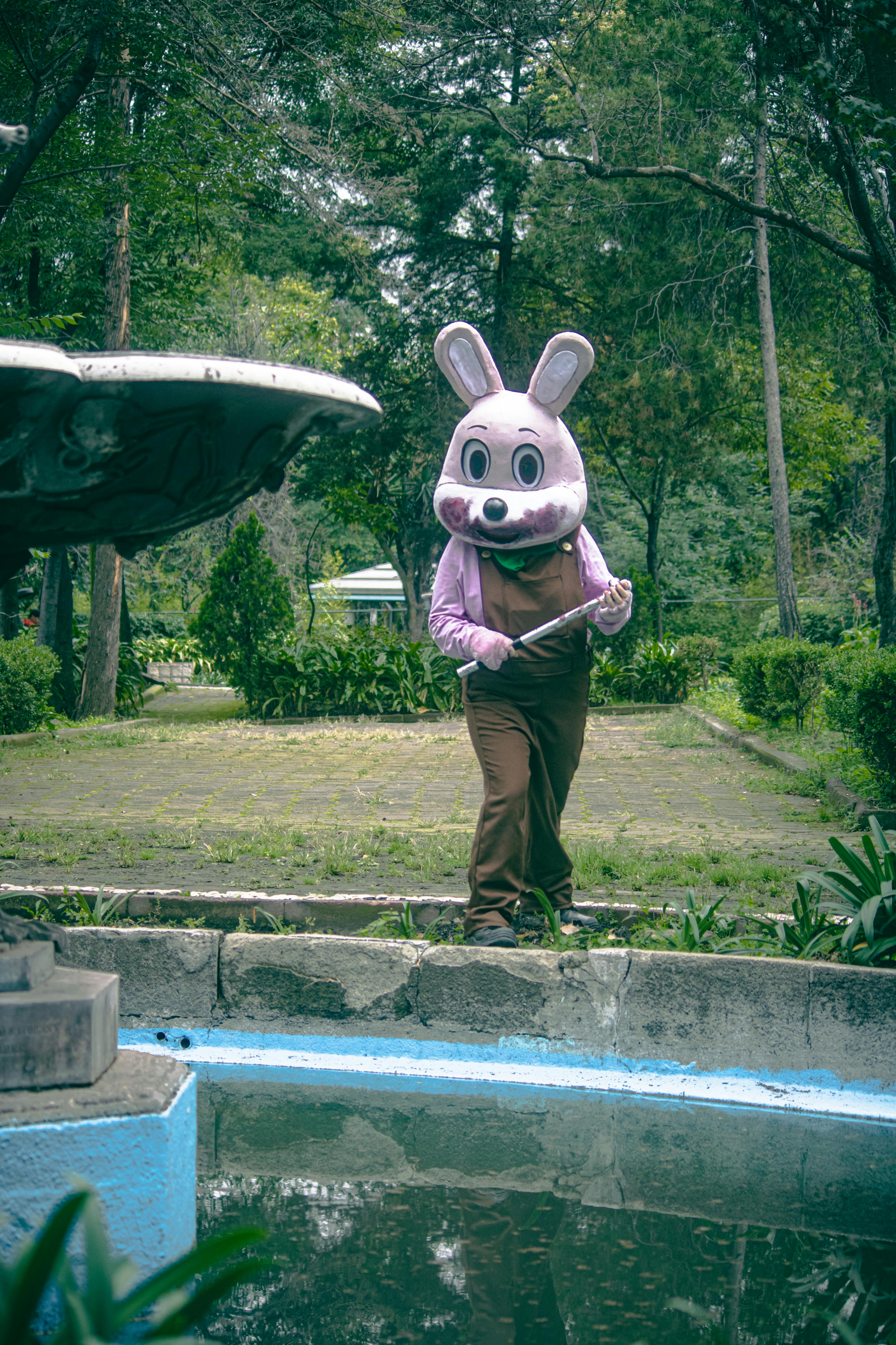 Quirky Rabbit Costume in Lush Park Setting · Free Stock Photo
