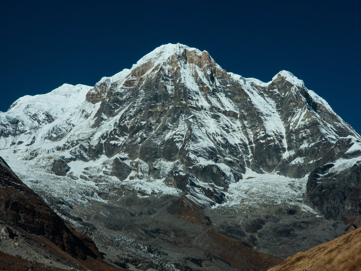 Majestic Annapurna Himalayan peak rising above the clouds in Nepal