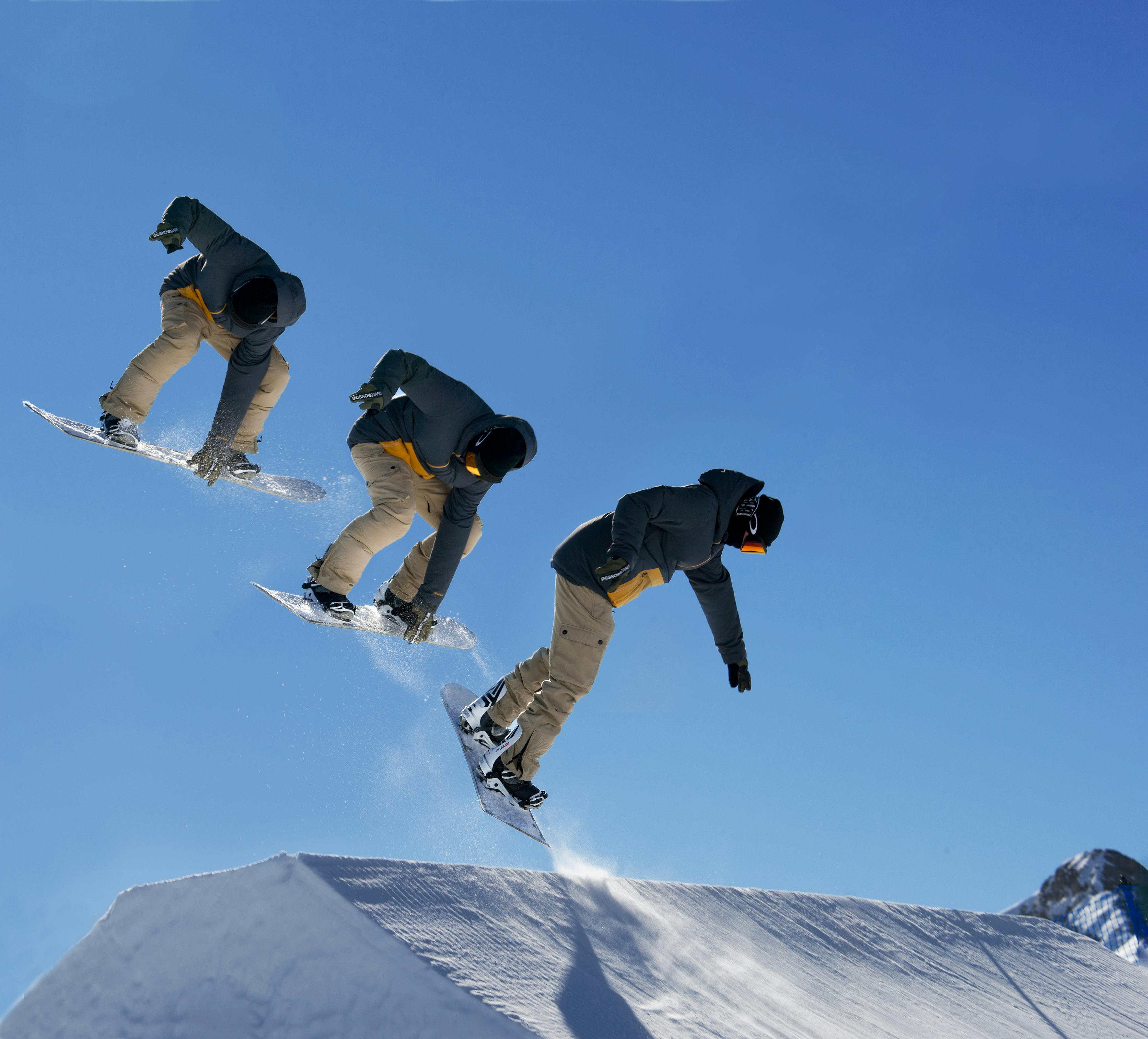 Prescription Goggle Inserts - Thrilling snowboard jump sequence in Livigno, highlighting winter sports action.