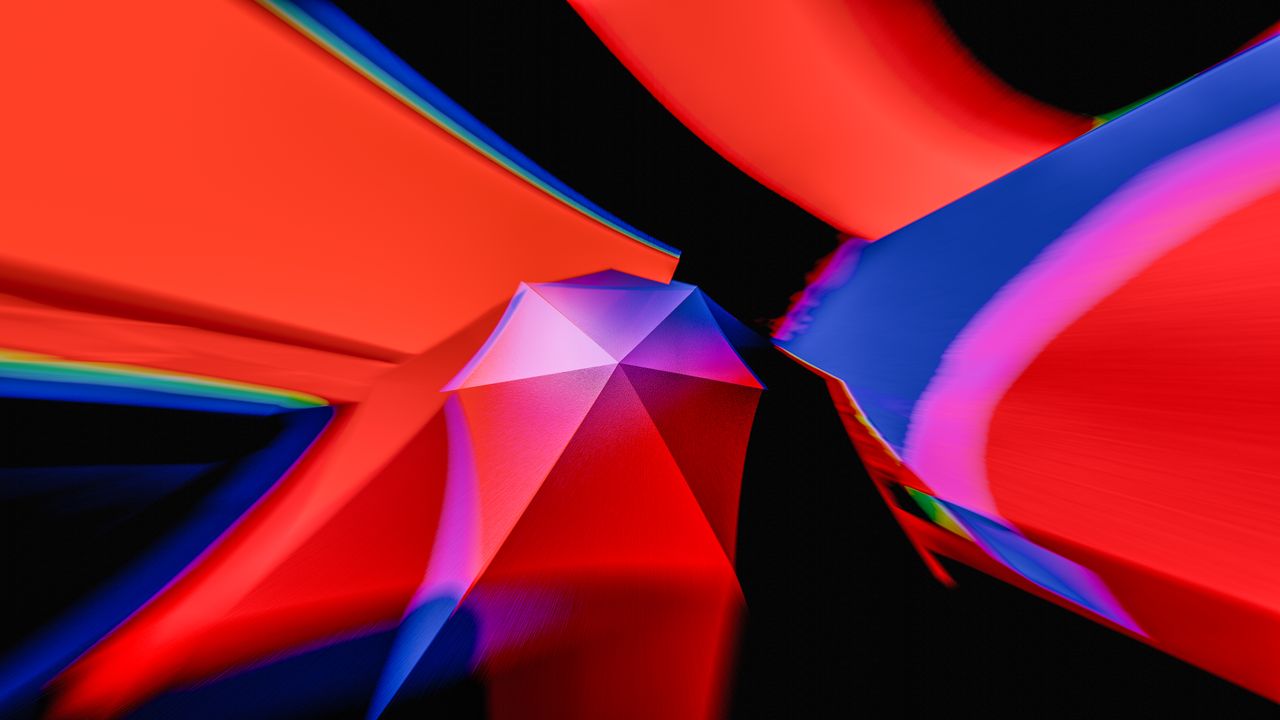 vivid abstract digital art with red blue and black geometric shapes pe