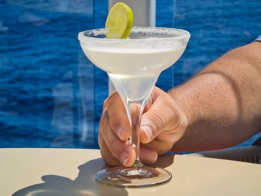 tropical cocktail on a ship deck